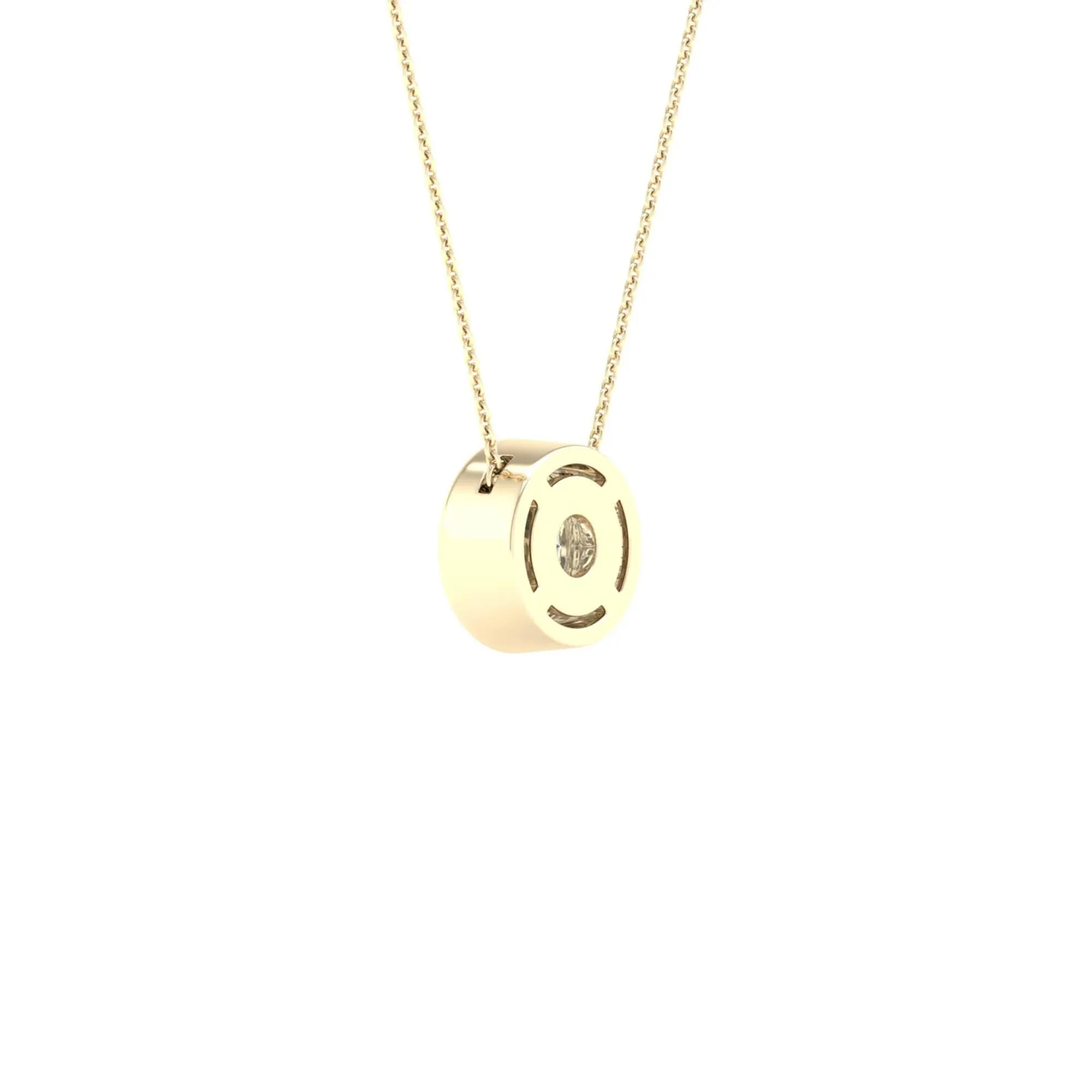 1 CT. Tw. Lab Grown Diamond Round Solitaire Bezel Pendant Necklace 10K Yellow Gold Size 18" - Image 4