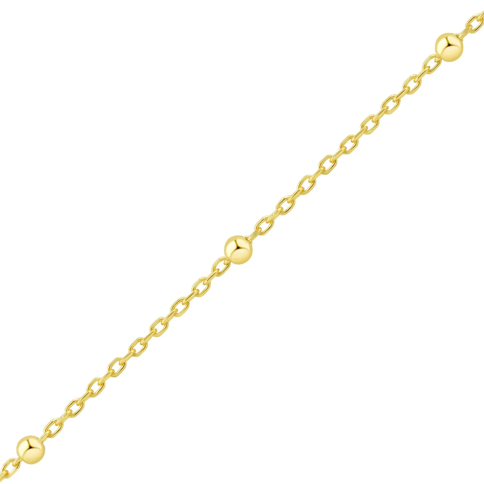 Beaded Station Necklace 14K Yellow Gold Size 17" - Image 3