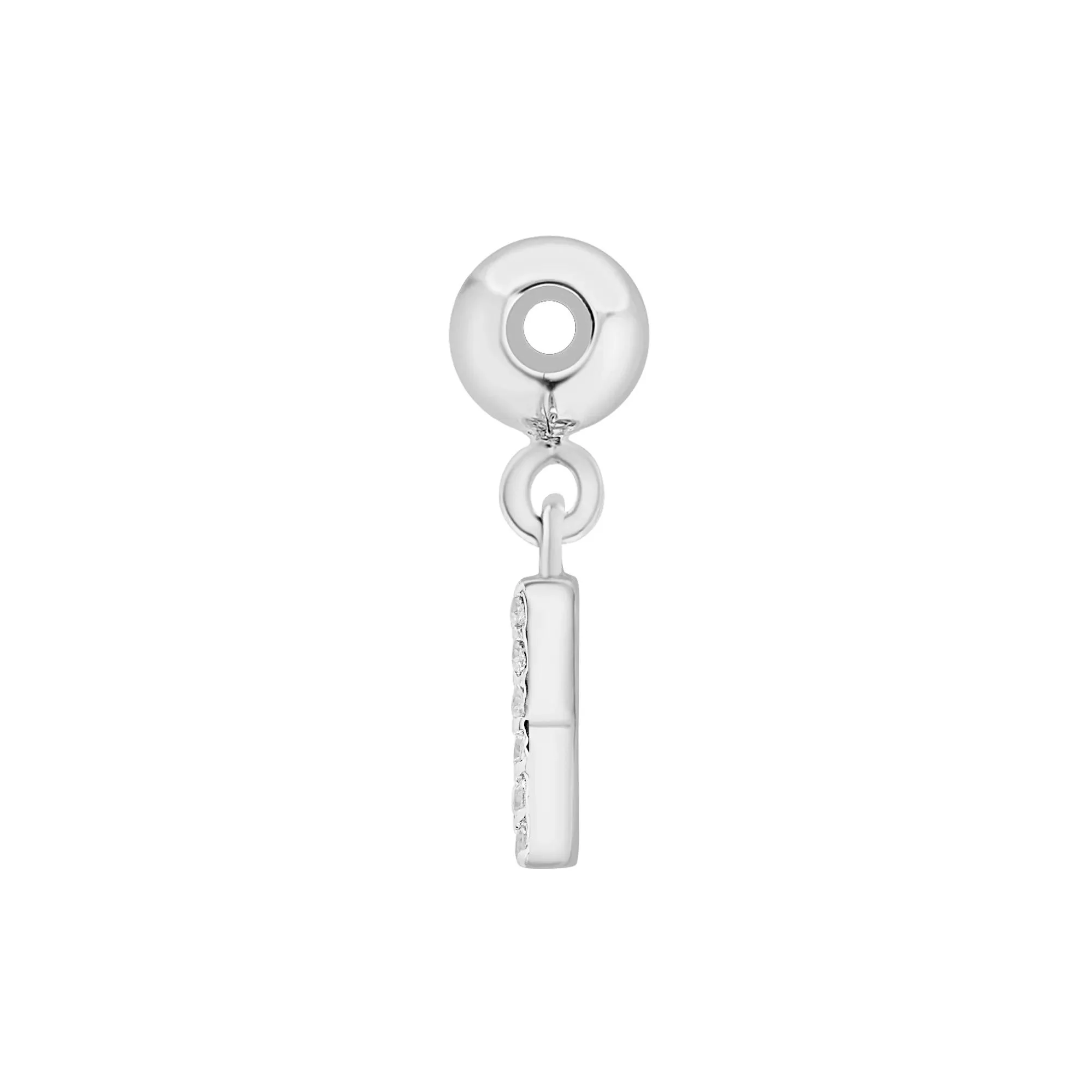 Diamond Accent X Initial Bead Charm .925 Sterling Silver White Size 12.50mm - Image 6