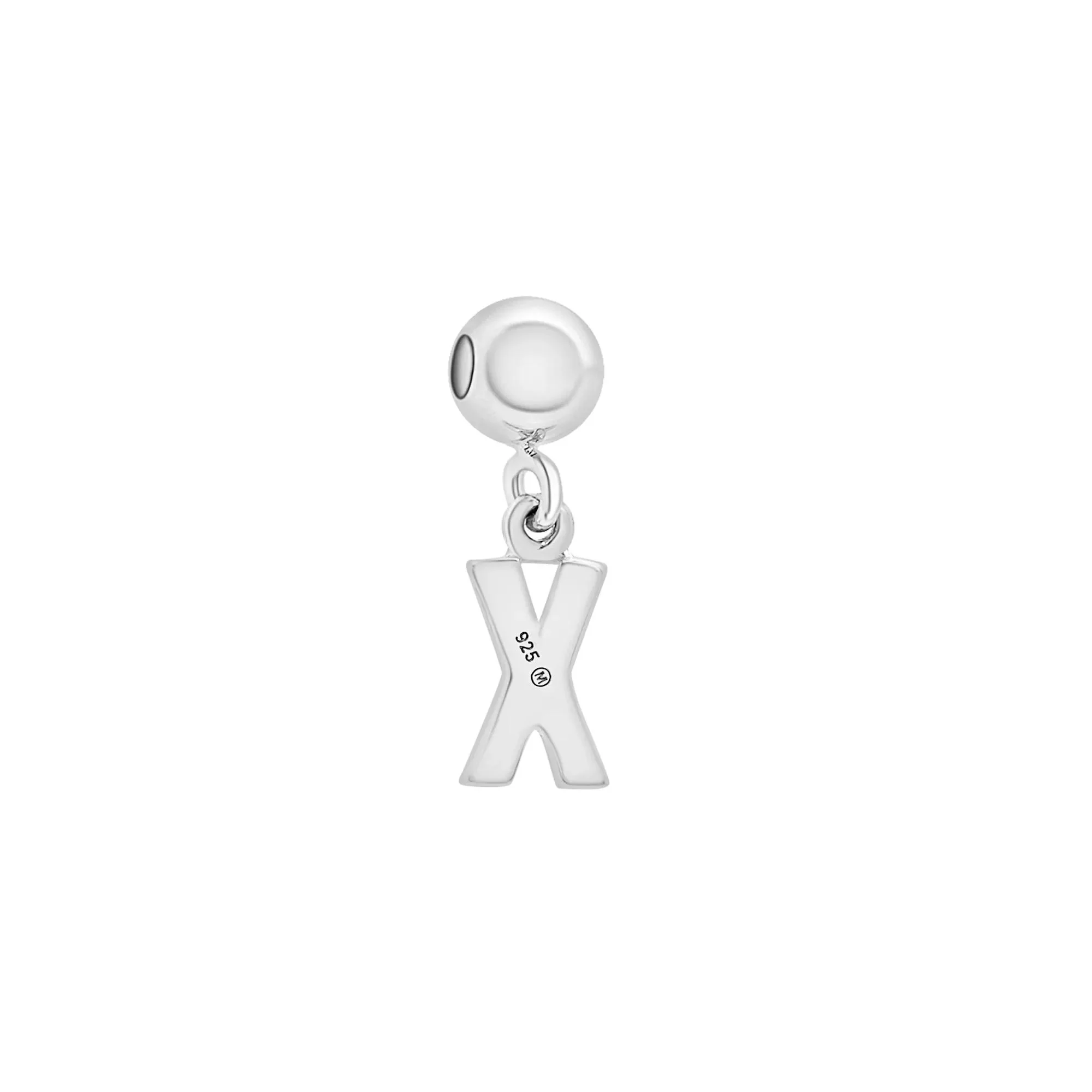 Diamond Accent X Initial Bead Charm .925 Sterling Silver White Size 12.50mm - Image 7
