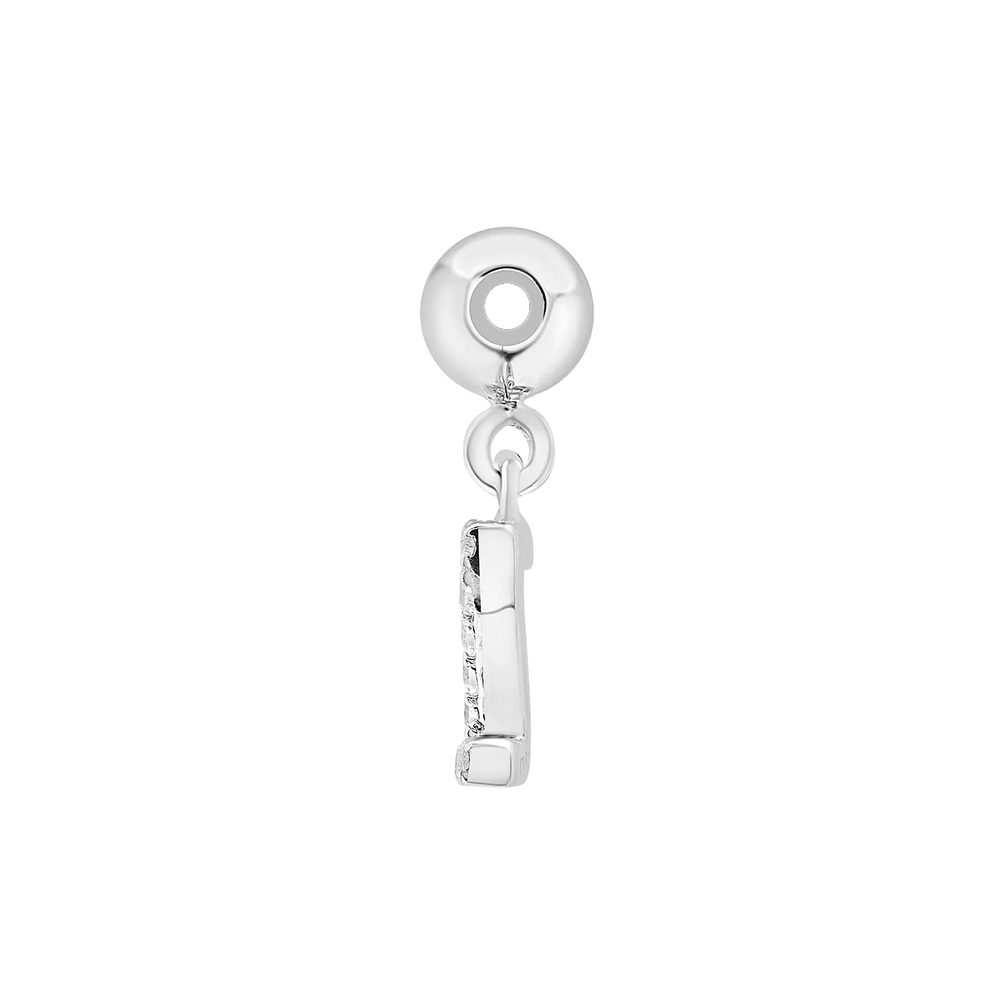 Diamond Accent Z Initial Bead Charm .925 Sterling Silver White Size 12.50mm - Image 6