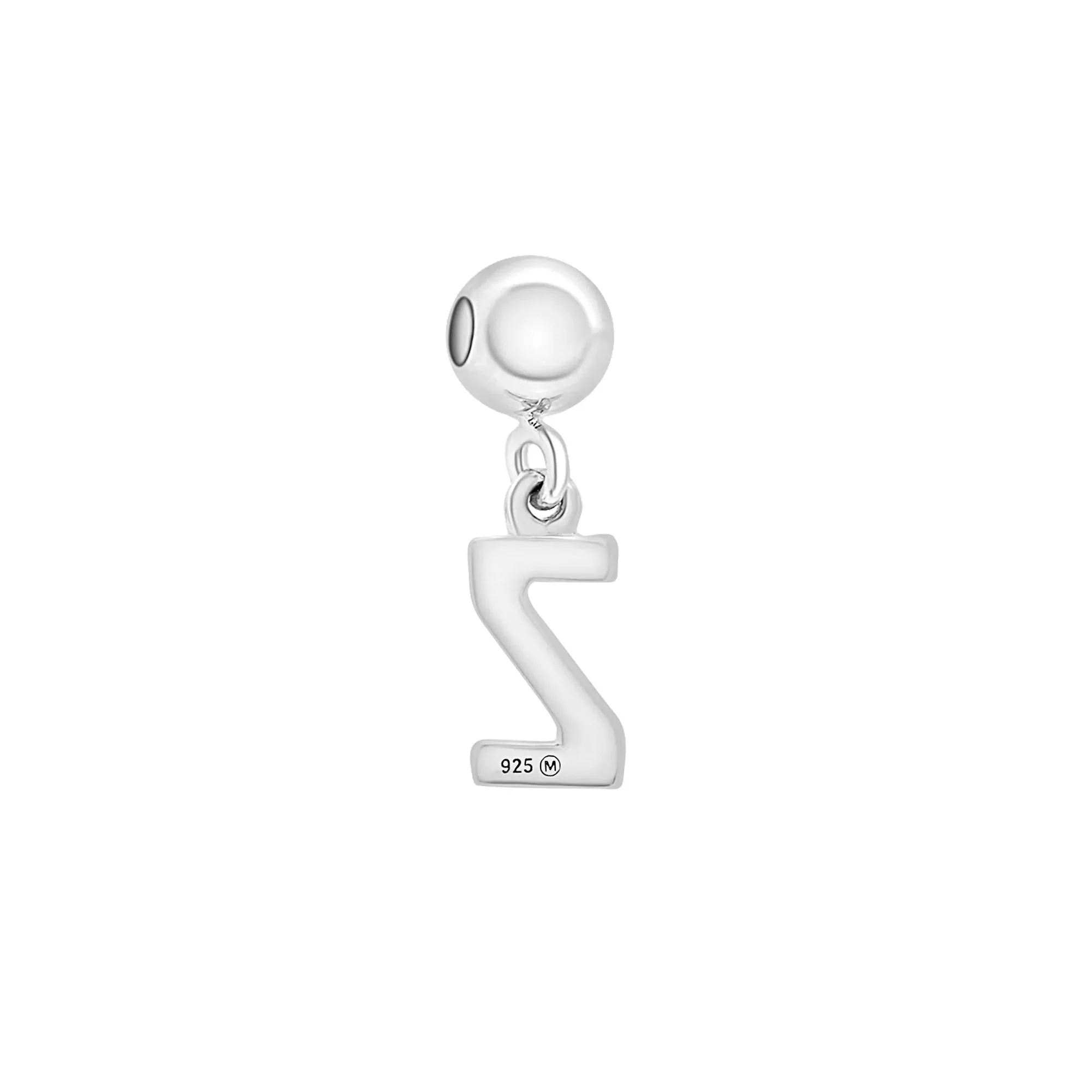 Diamond Accent Z Initial Bead Charm .925 Sterling Silver White Size 12.50mm - Image 7