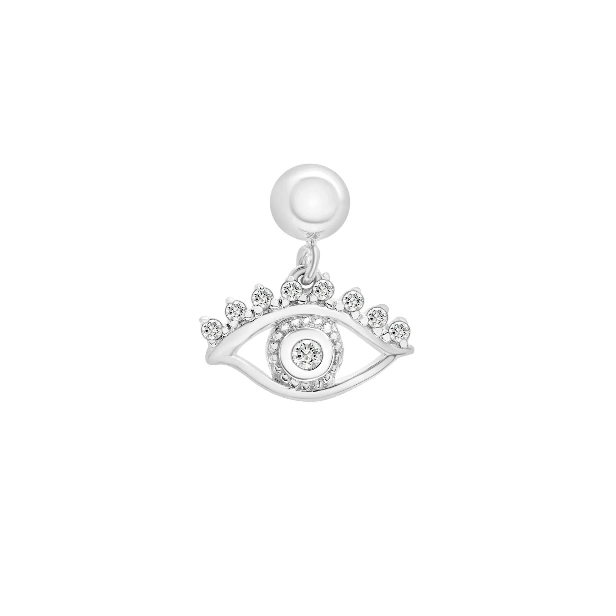 Diamond Accent Glam Eye Bead Charm .925 Sterling Silver White Size 11.00mm - Image 5