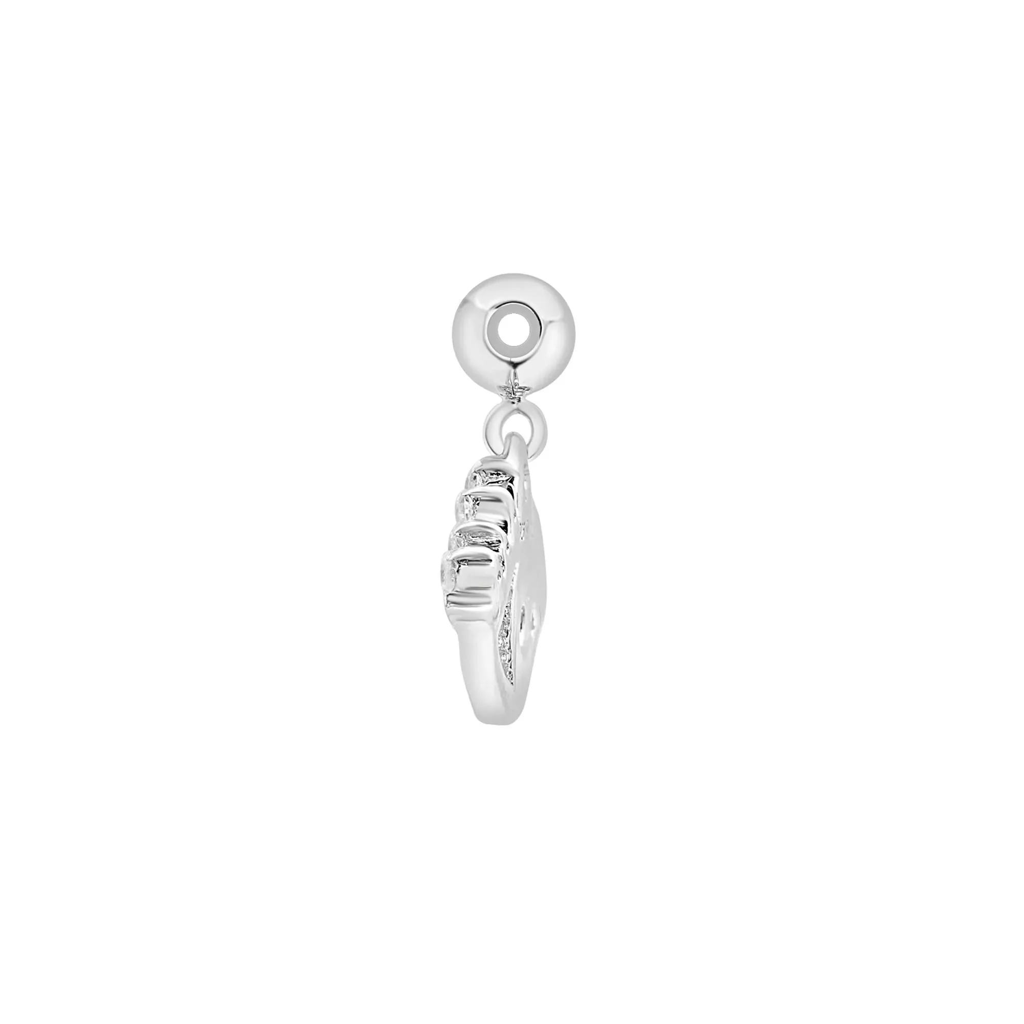 Diamond Accent Glam Eye Bead Charm .925 Sterling Silver White Size 11.00mm - Image 6