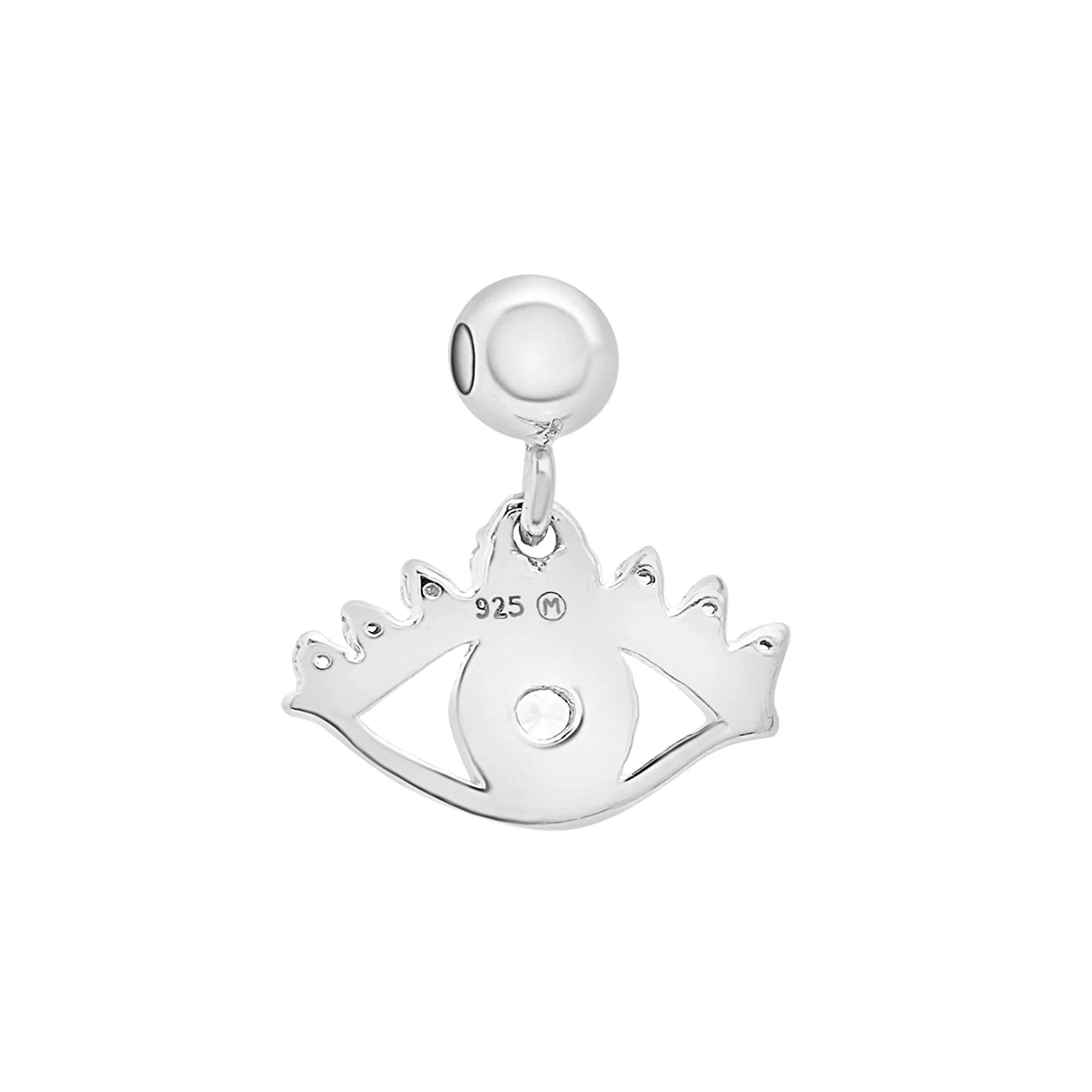 Diamond Accent Glam Eye Bead Charm .925 Sterling Silver White Size 11.00mm - Image 7