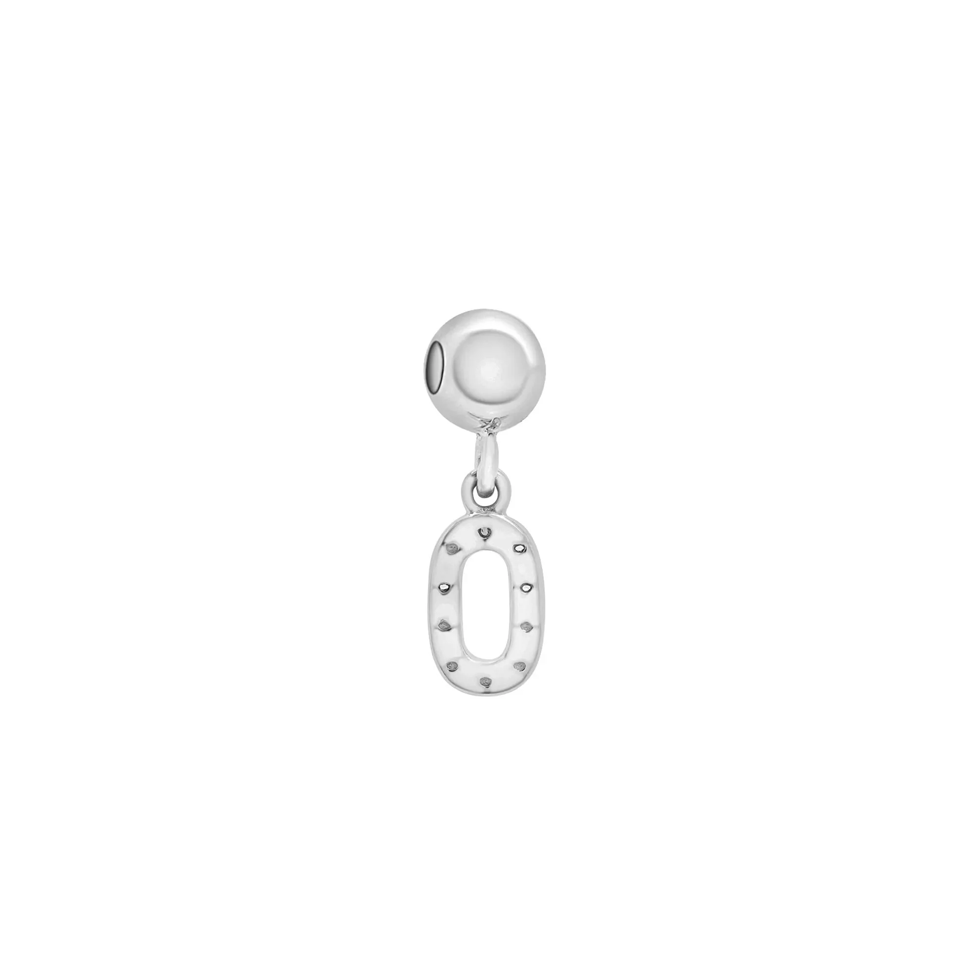 Diamond Accent Number 0 Bead Charm .925 Sterling Silver White Size 12.50mm - Image 7