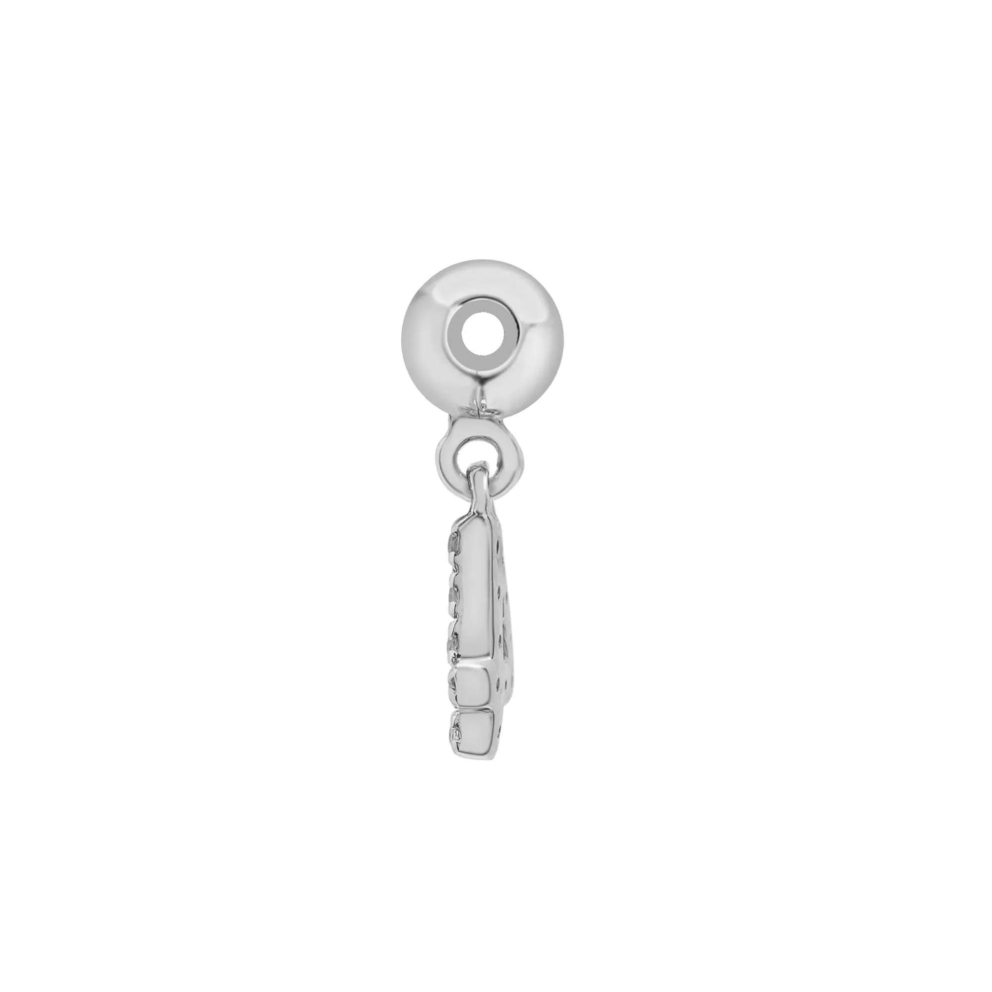 Diamond Accent Number 4 Bead Charm .925 Sterling Silver White Size 11.50mm - Image 6