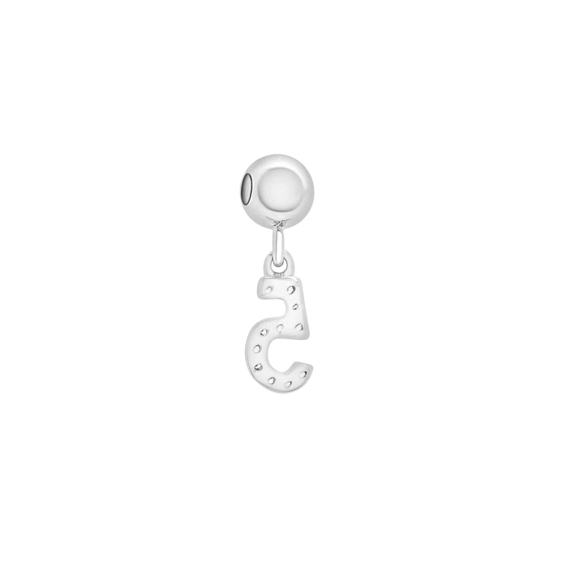Diamond Accent Number 5 Bead Charm .925 Sterling Silver White Size 12.00mm - Image 7
