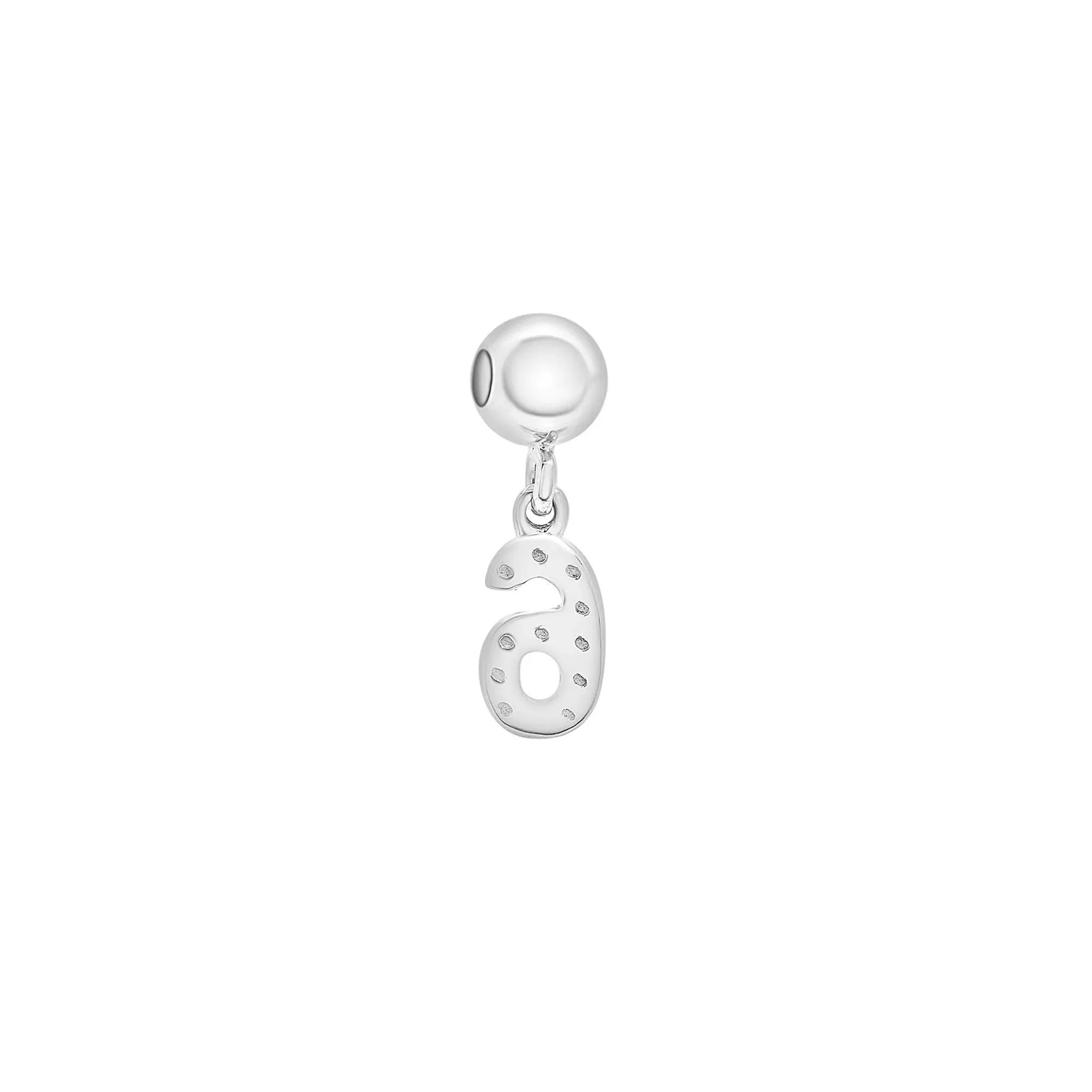 Diamond Accent Number 6 Bead Charm .925 Sterling Silver White Size 12.00mm - Image 7