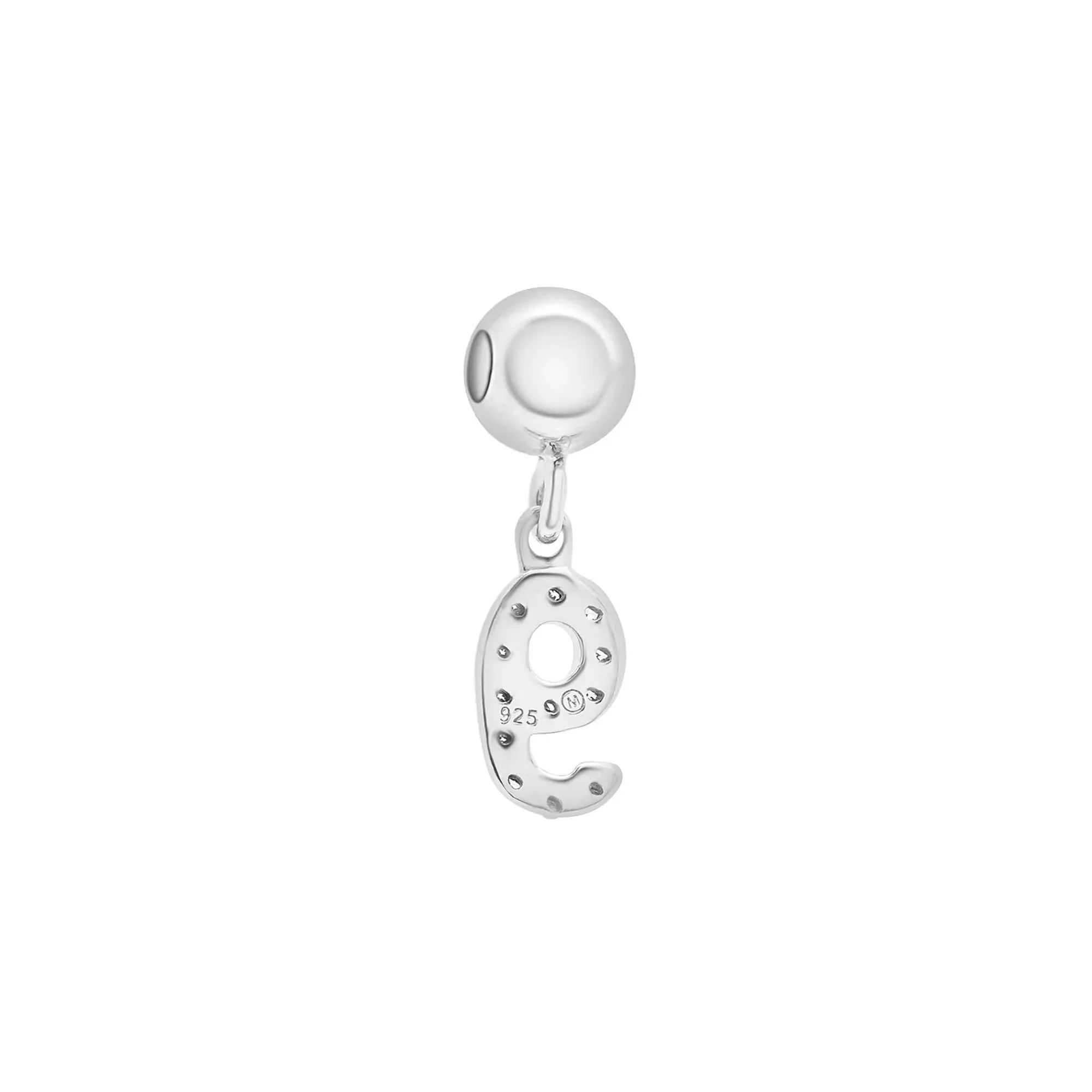 Diamond Accent Number 9 Bead Charm .925 Sterling Silver White Size 12.00mm - Image 7