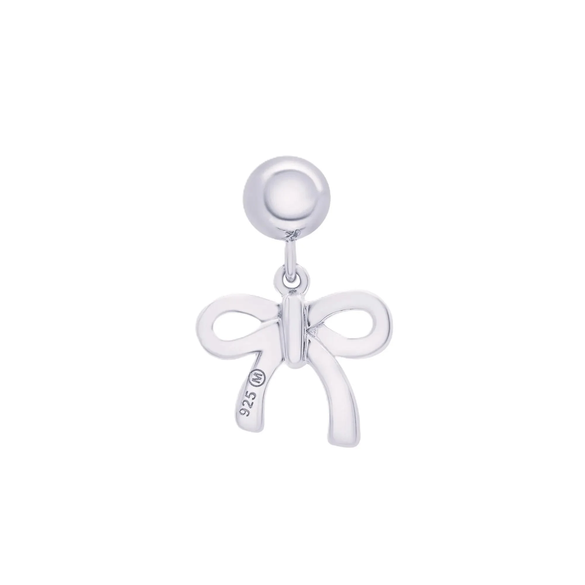 Bow Bead Charm .925 Sterling Silver White Size 12.80mm - Image 7