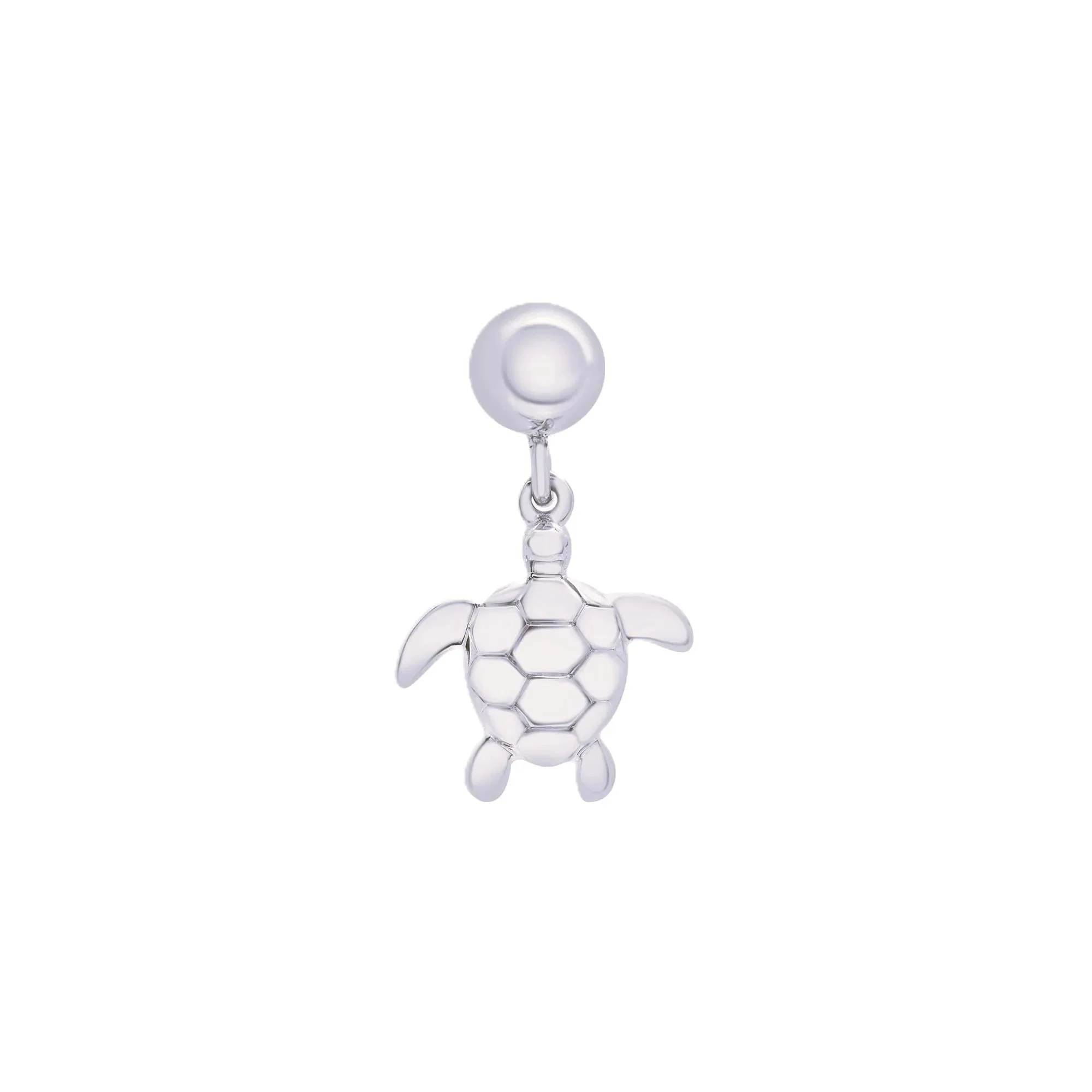 Sea Turtle Bead Charm .925 Sterling Silver White Size 15.00mm - Image 5