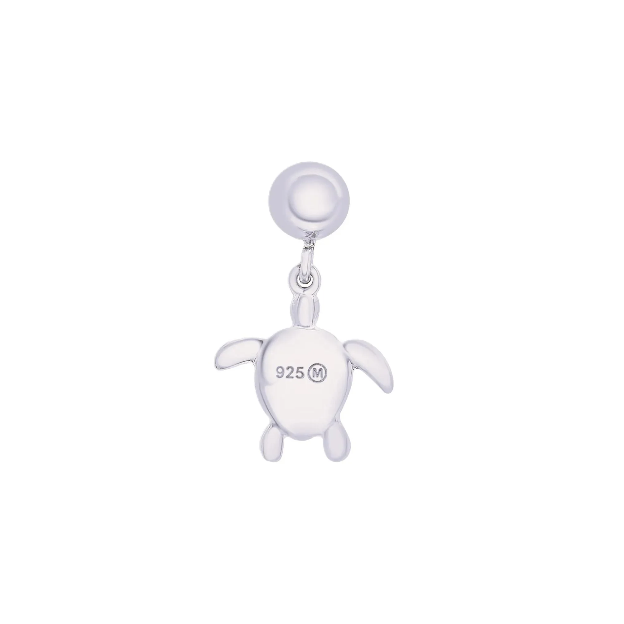 Sea Turtle Bead Charm .925 Sterling Silver White Size 15.00mm - Image 7