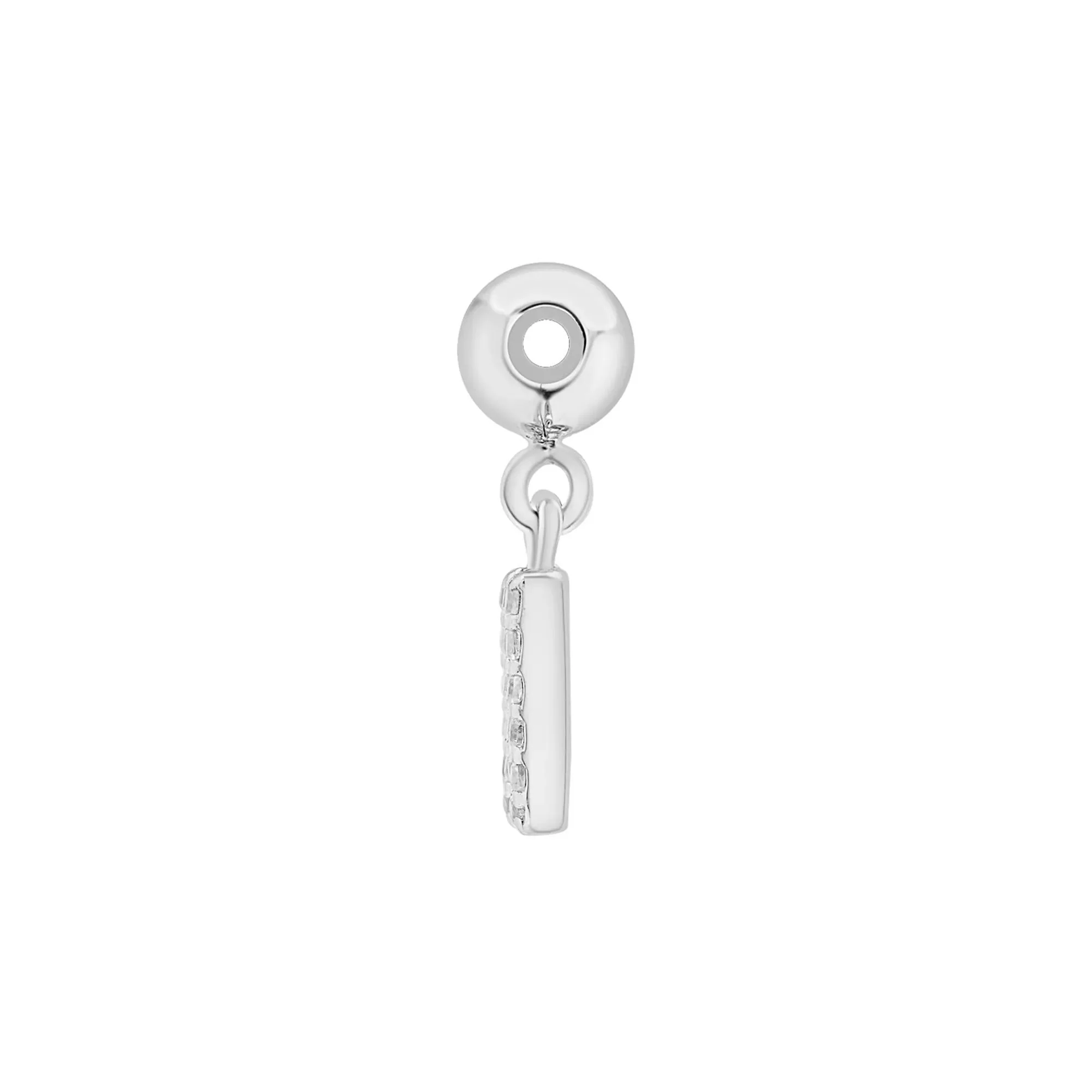 Diamond Accent W Initial Bead Charm .925 Sterling Silver White Size 12.00mm - Image 6