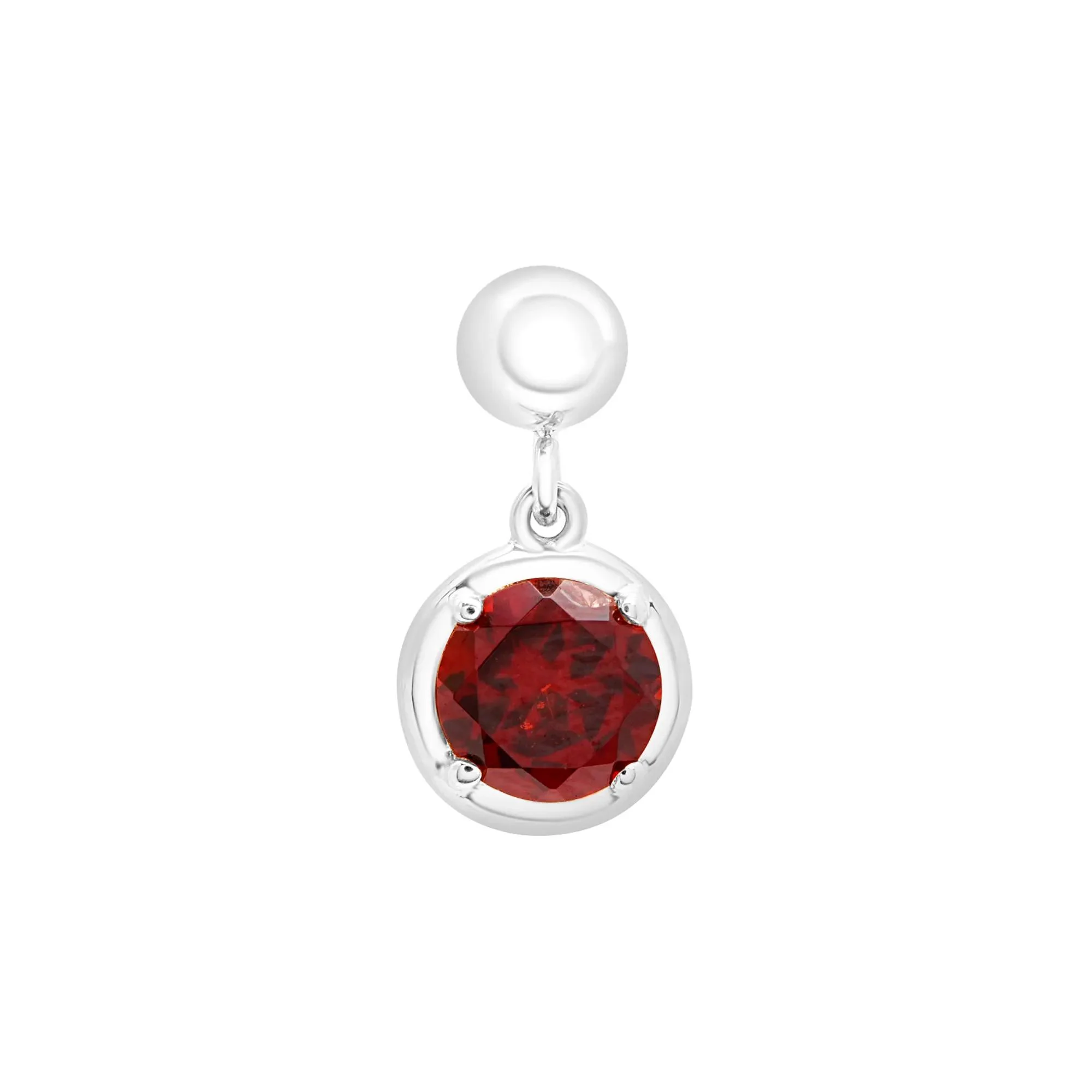 Garnet Birthstone Bead Charm .925 Sterling Silver White Size 13.00mm - Image 5