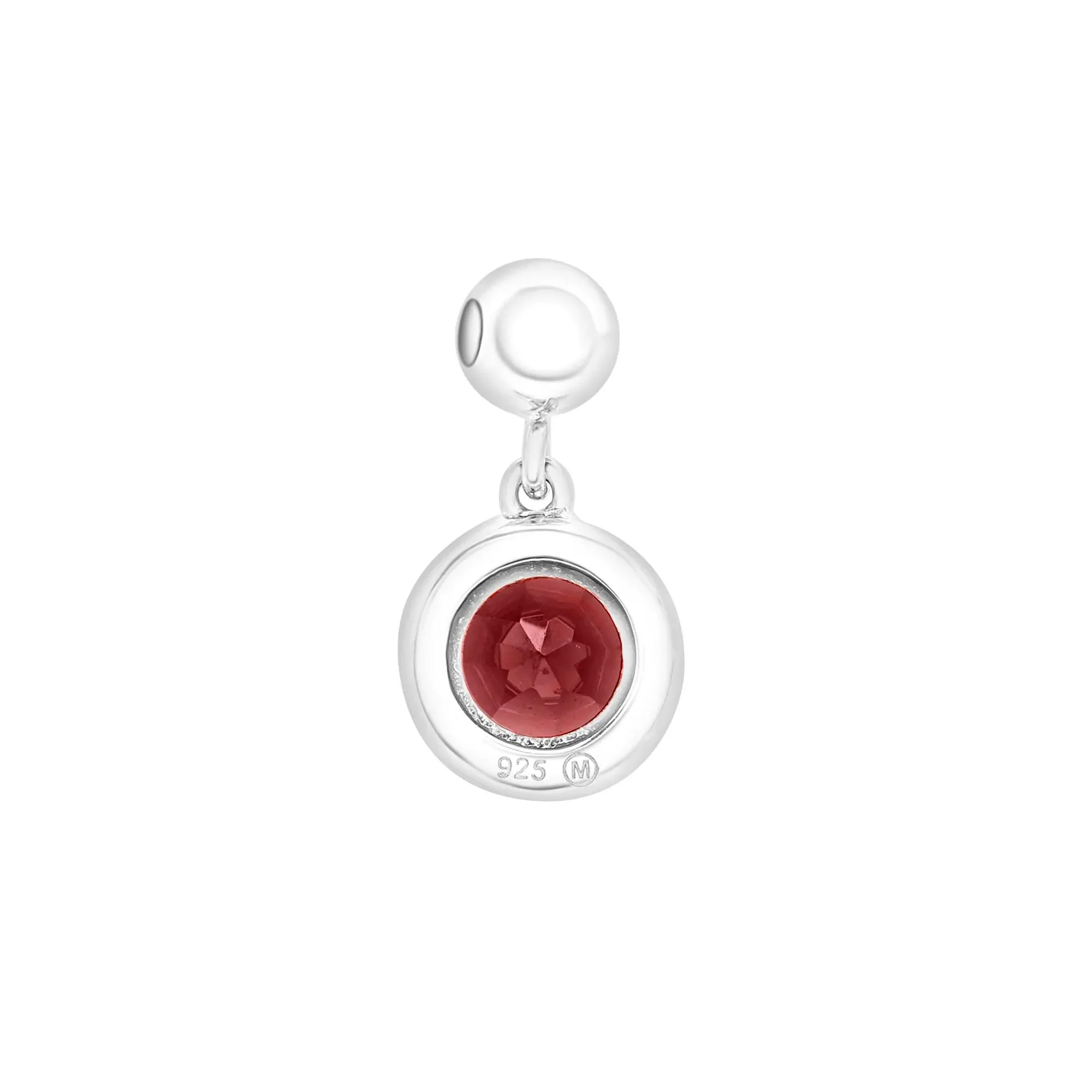 Garnet Birthstone Bead Charm .925 Sterling Silver White Size 13.00mm - Image 7