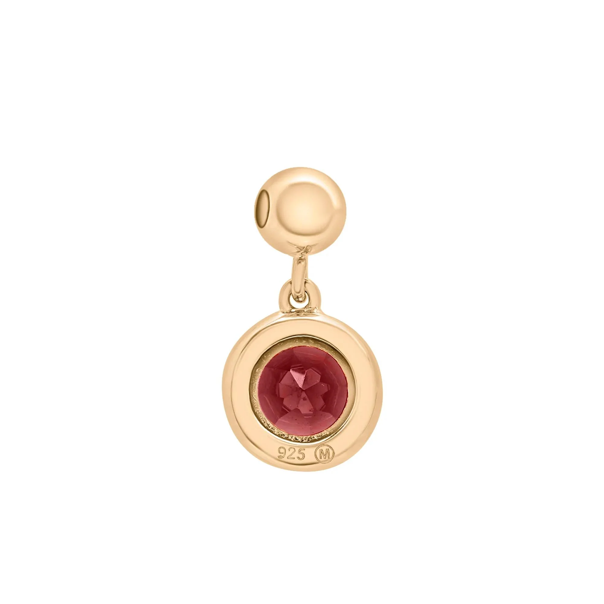Garnet Birthstone Bead Charm Vermeil Yellow Size 13.00mm - Image 7