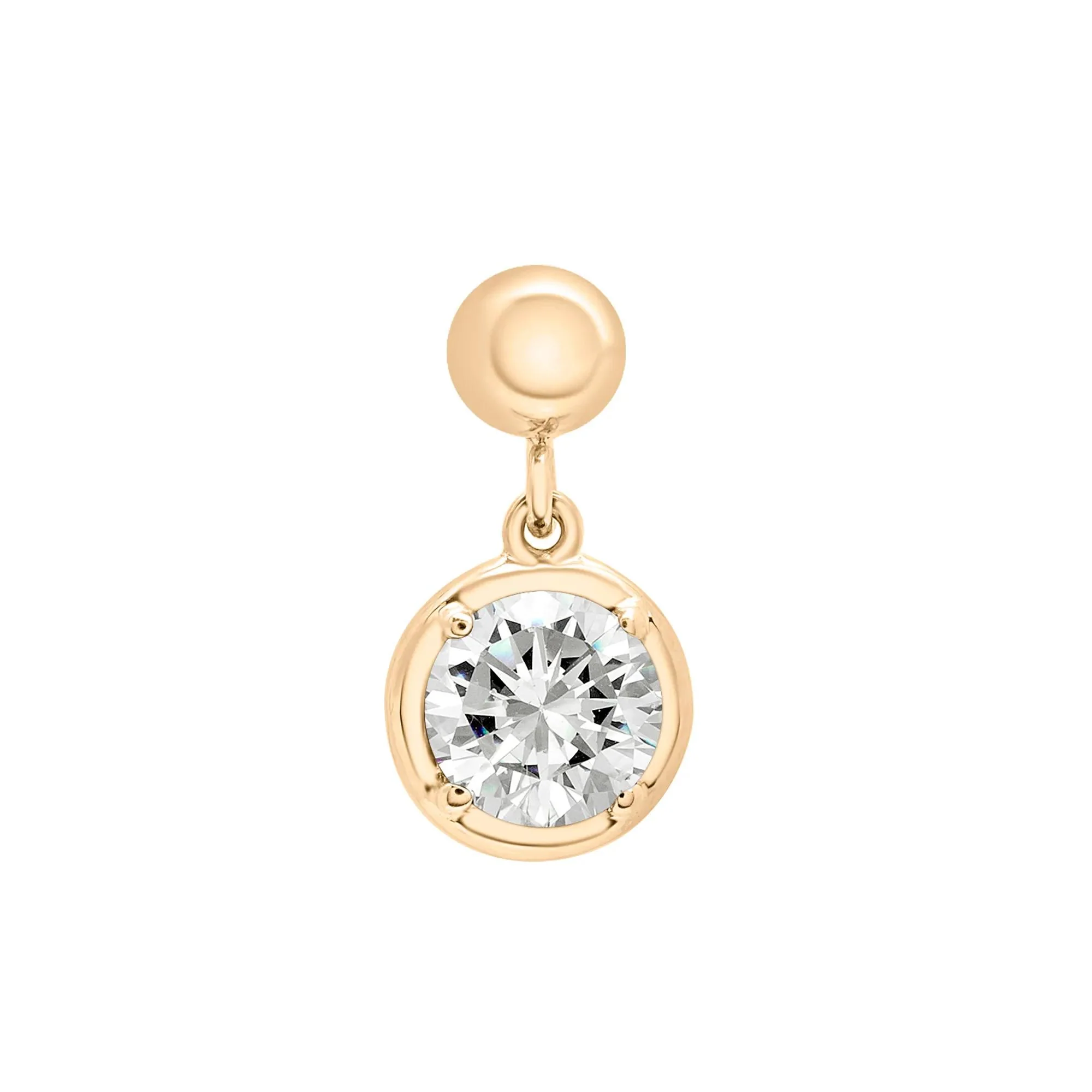 Lab-Created White Sapphire Birthstone Bead Charm Vermeil Yellow Size 13.00mm - Image 5