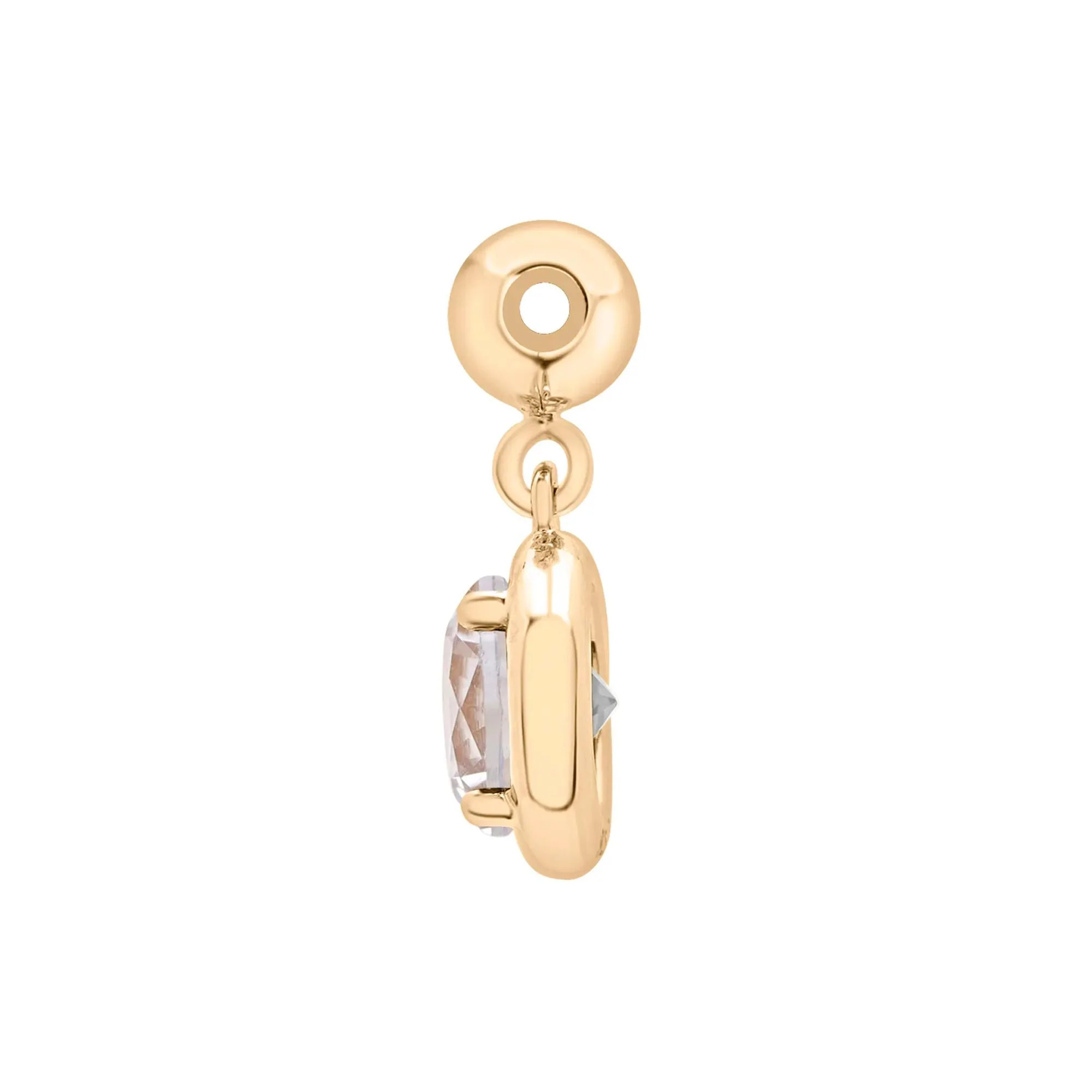 Lab-Created White Sapphire Birthstone Bead Charm Vermeil Yellow Size 13.00mm - Image 6