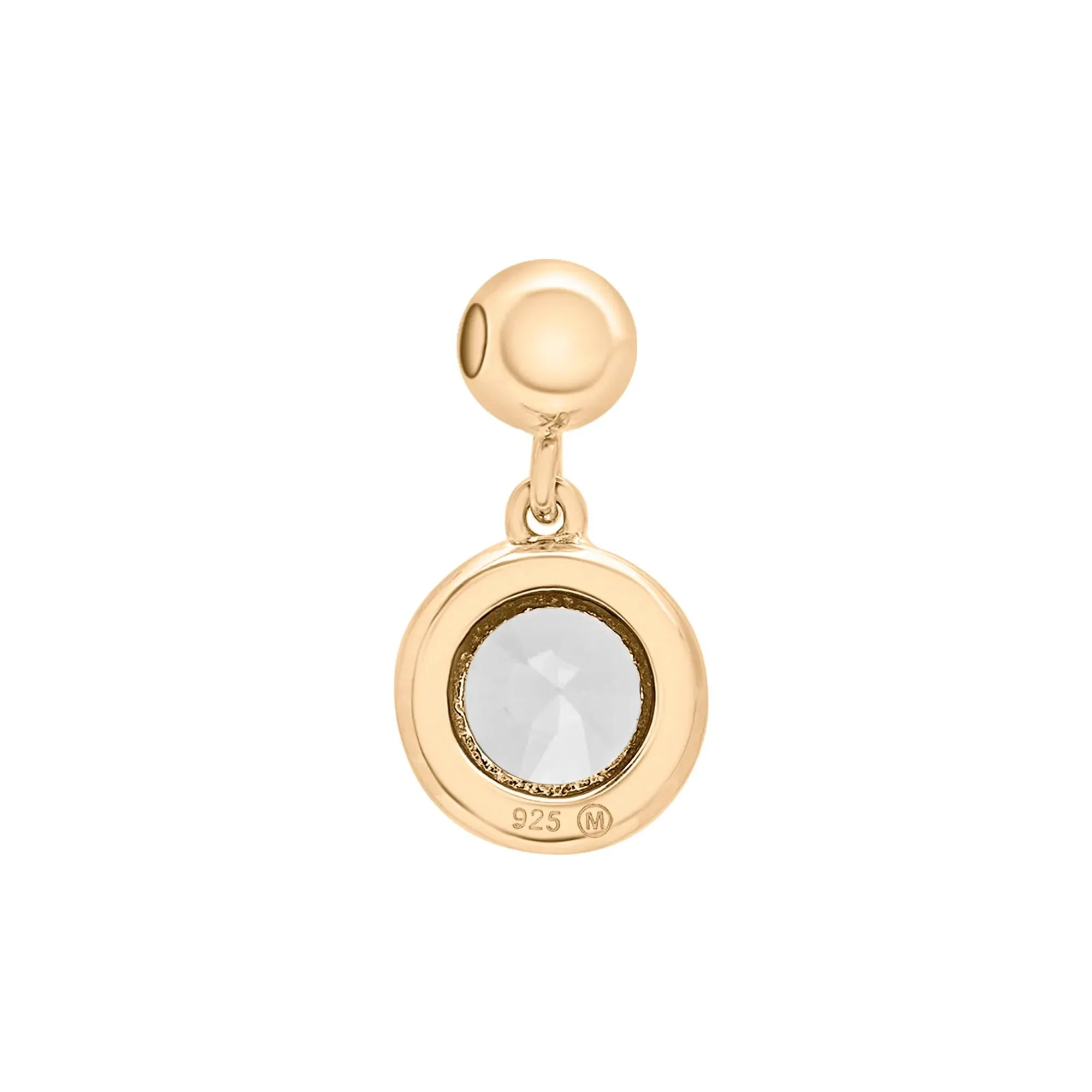 Lab-Created White Sapphire Birthstone Bead Charm Vermeil Yellow Size 13.00mm - Image 7