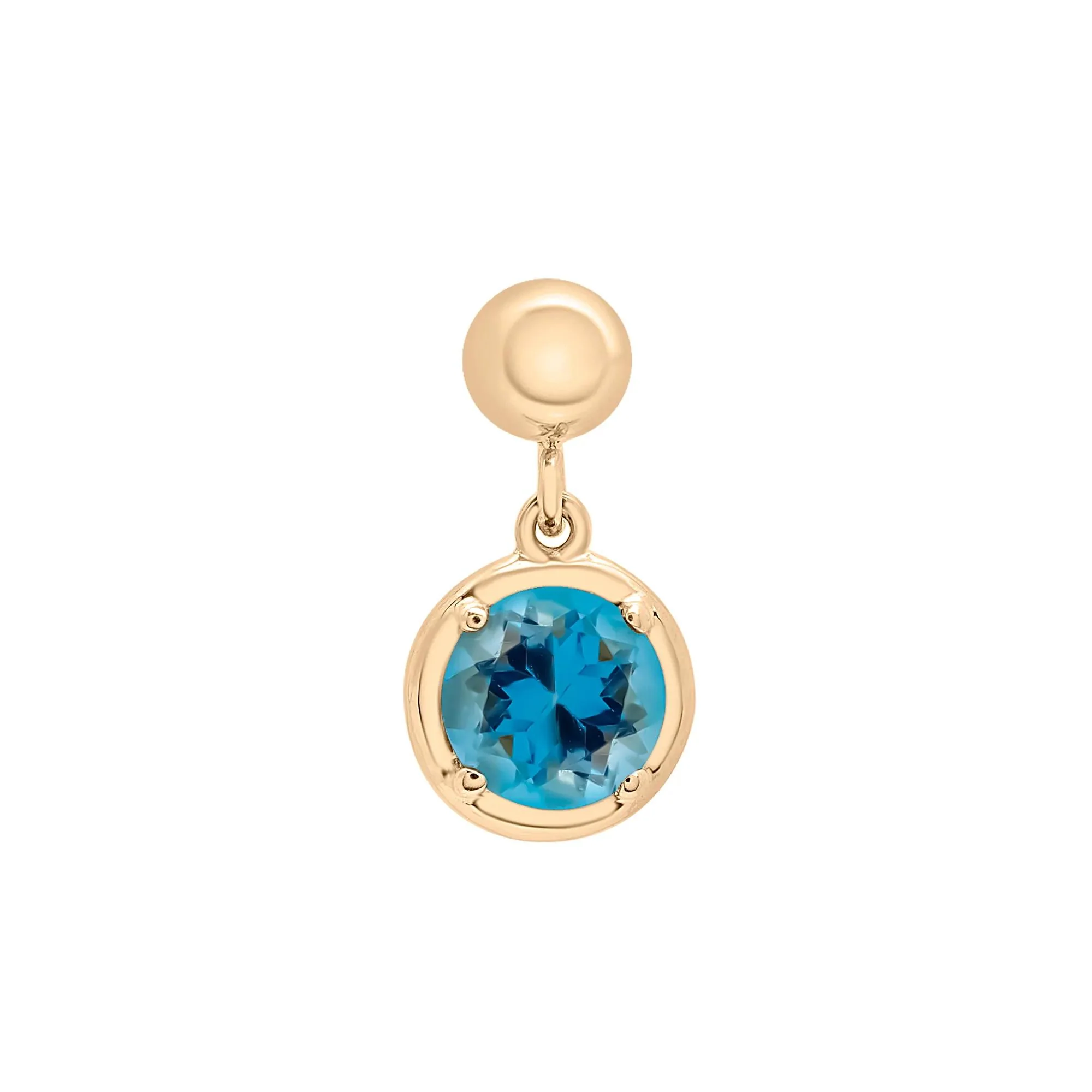 Blue Topaz Birthstone Bead Charm Vermeil Yellow Size 13.00mm - Image 5