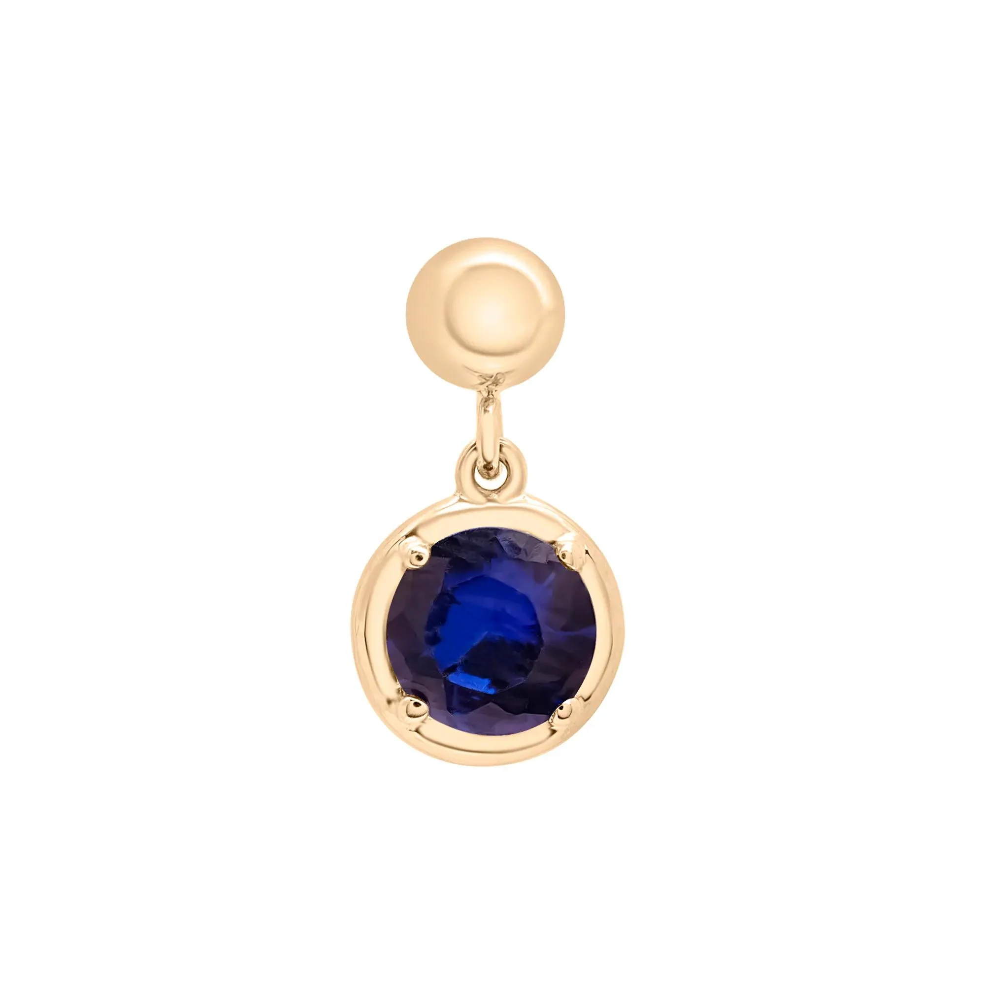 Lab-Created Blue Sapphire Birthstone Bead Charm Vermeil Yellow Size 13.00mm - Image 5