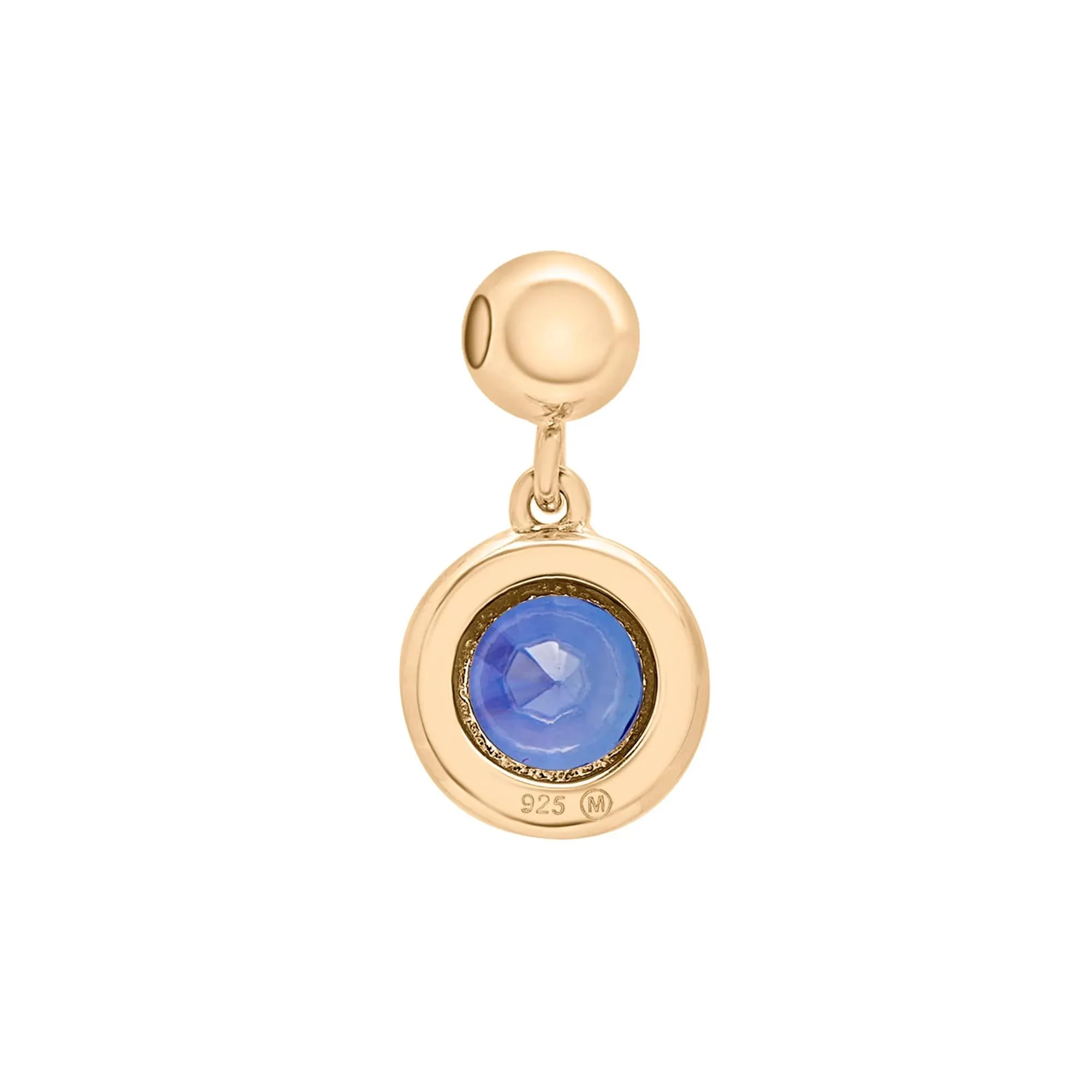 Lab-Created Blue Sapphire Birthstone Bead Charm Vermeil Yellow Size 13.00mm - Image 7