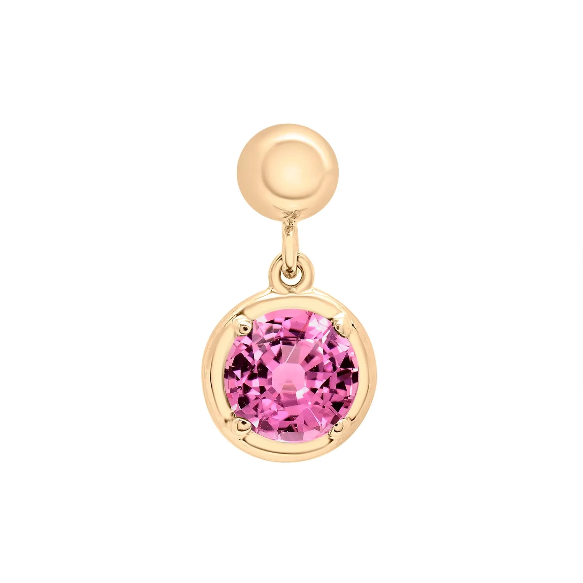 Lab-Created Pink Sapphire Birthstone Bead Charm Vermeil Yellow Size 13.00mm - Image 5