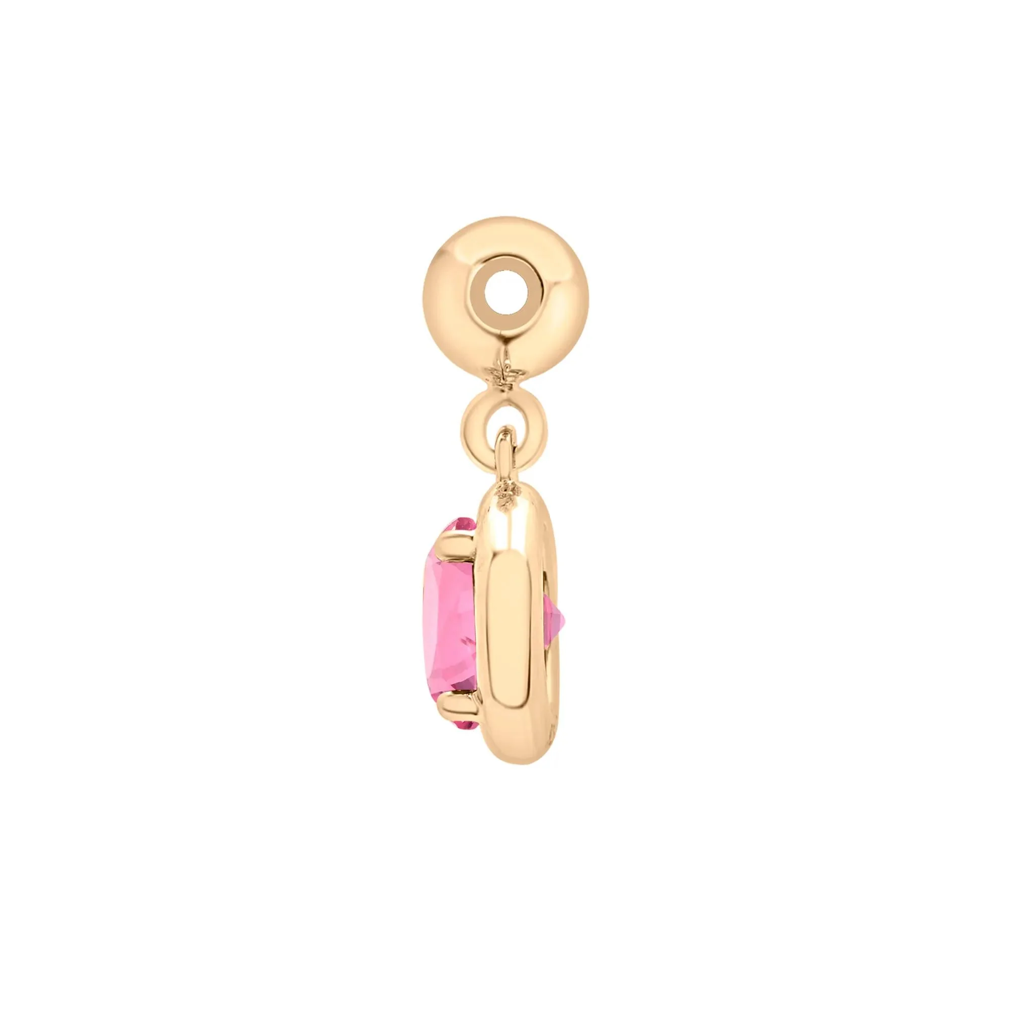 Lab-Created Pink Sapphire Birthstone Bead Charm Vermeil Yellow Size 13.00mm - Image 6