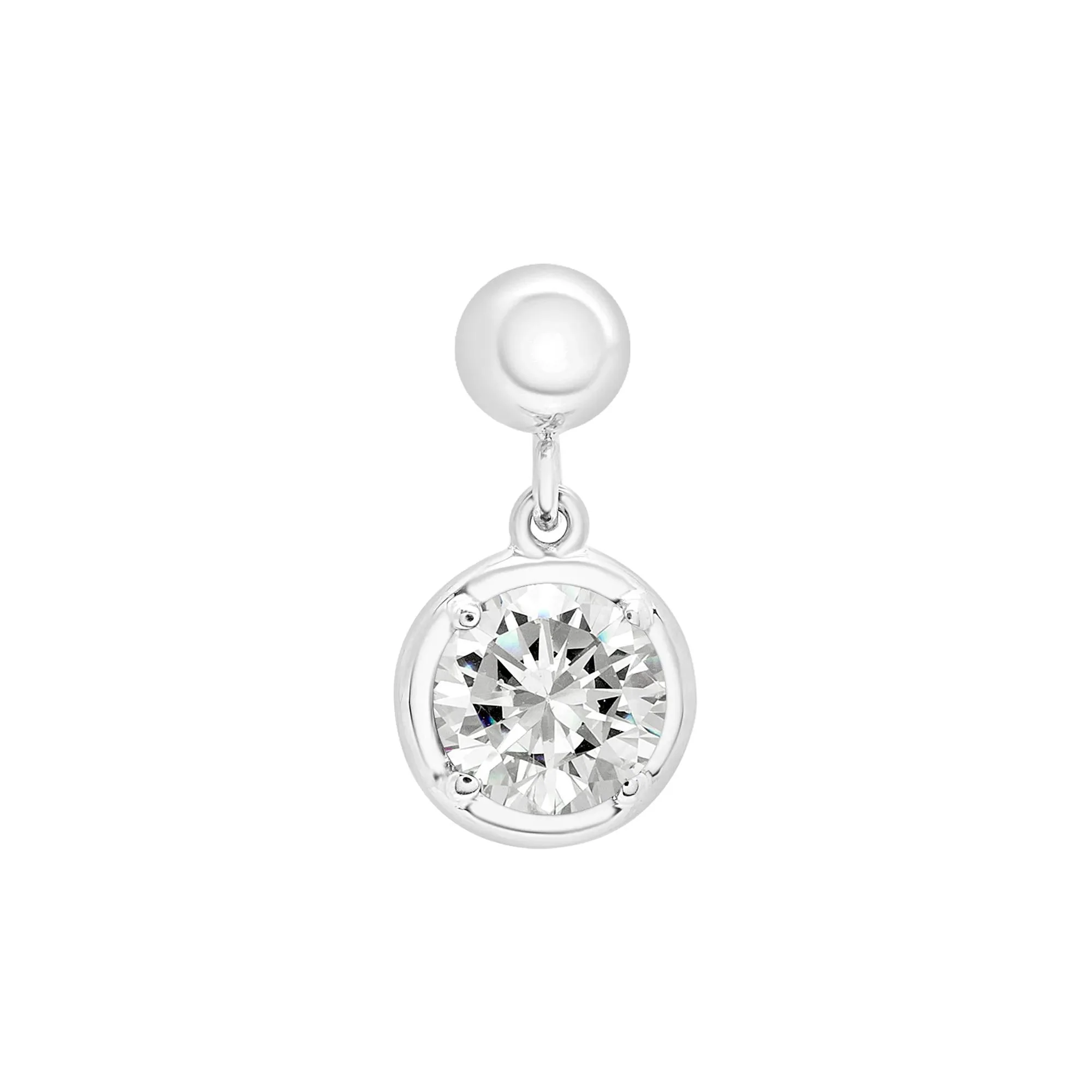 Lab-Created White Sapphire Birthstone Bead Charm .925 Sterling Silver Size 13.00mm - Image 5