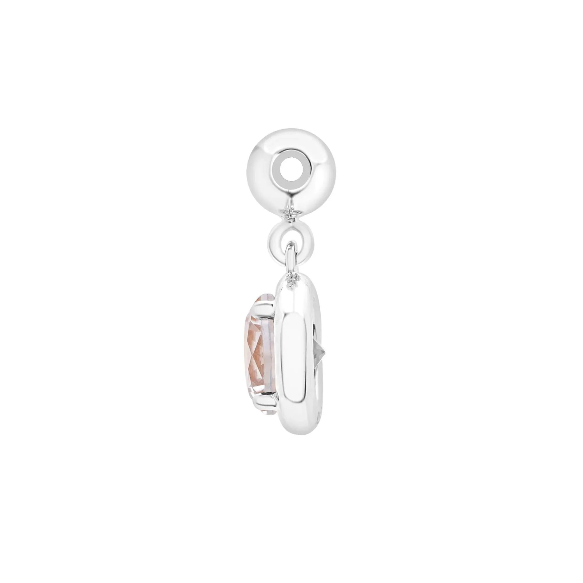 Lab-Created White Sapphire Birthstone Bead Charm .925 Sterling Silver Size 13.00mm - Image 6
