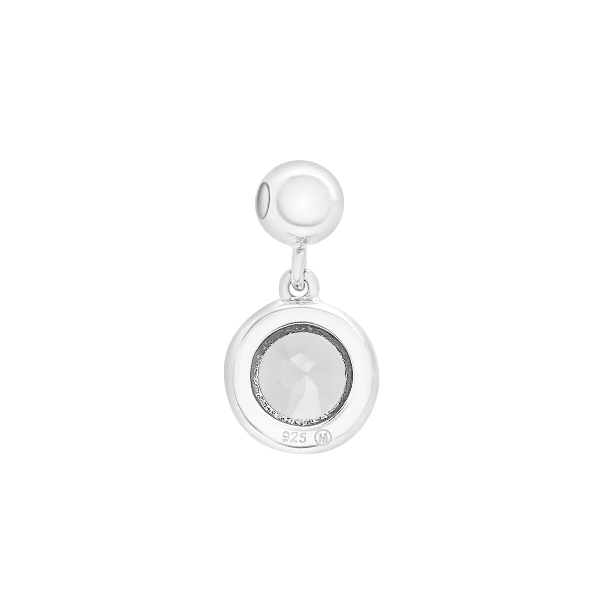 Lab-Created White Sapphire Birthstone Bead Charm .925 Sterling Silver Size 13.00mm - Image 7