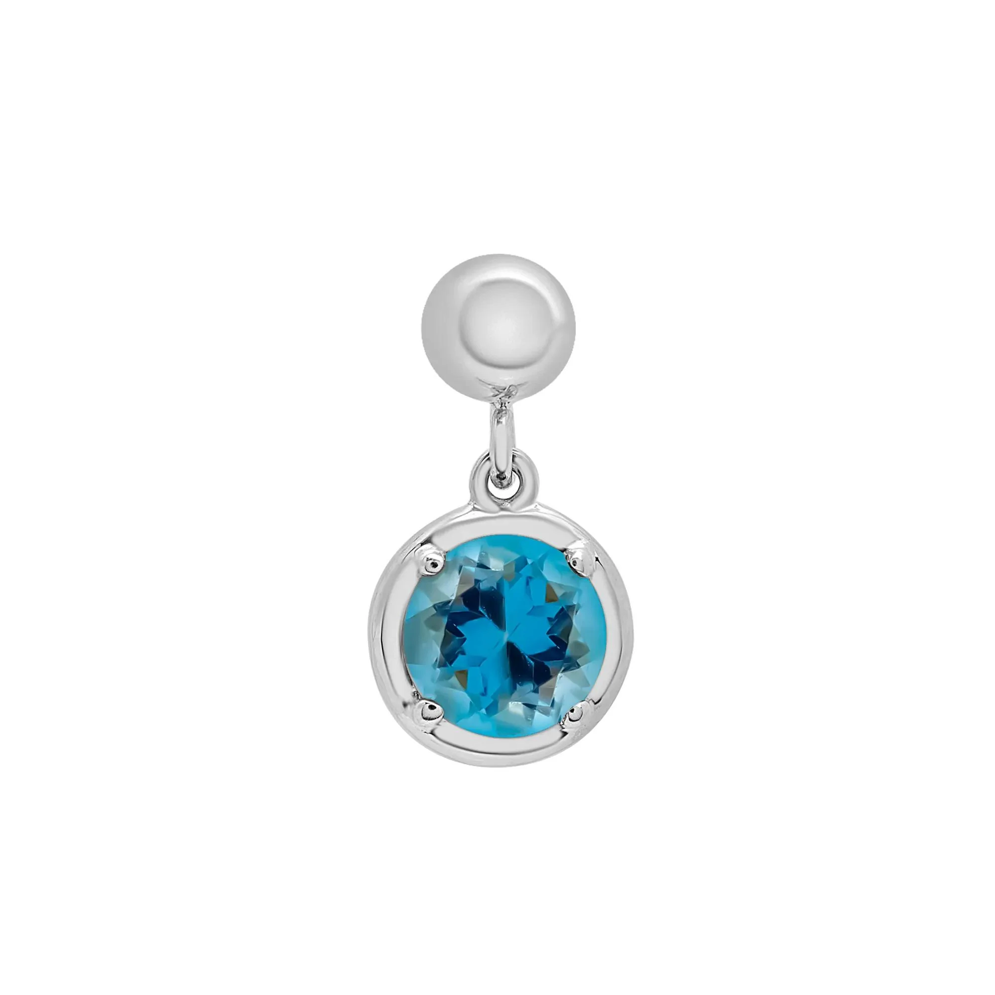 Blue Topaz Birthstone Bead Charm .925 Sterling Silver White Size 13.00mm - Image 5