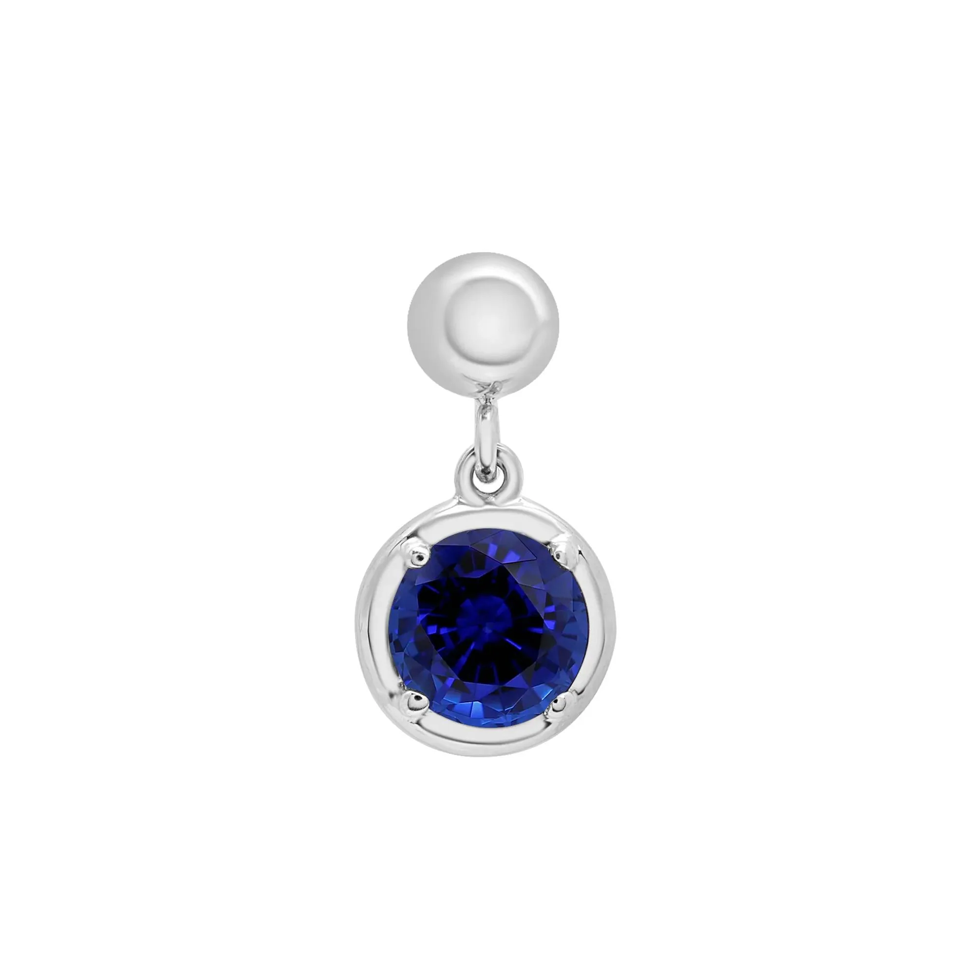 Lab-Created Blue Sapphire Birthstone Bead Charm .925 Sterling Silver White Size 13.00mm - Image 5
