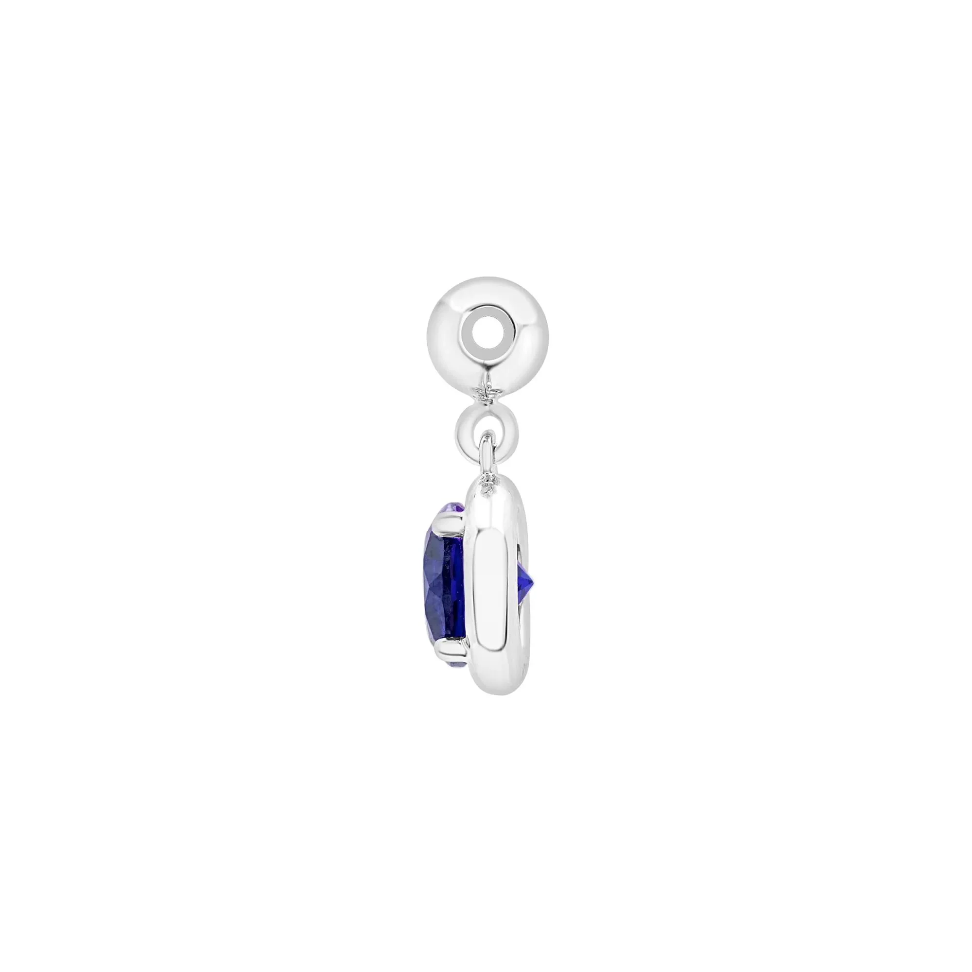 Lab-Created Blue Sapphire Birthstone Bead Charm .925 Sterling Silver White Size 13.00mm - Image 6