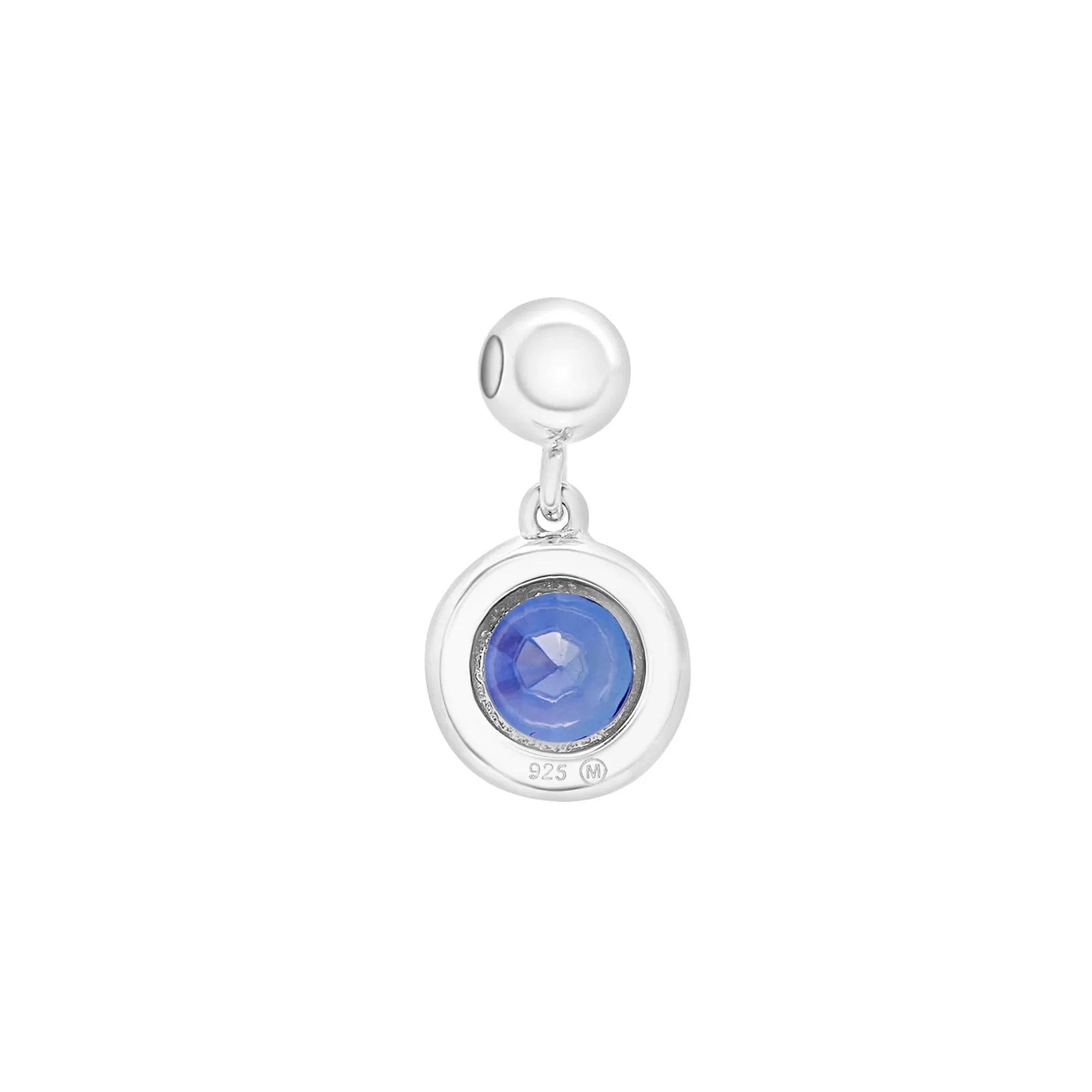 Lab-Created Blue Sapphire Birthstone Bead Charm .925 Sterling Silver White Size 13.00mm - Image 7