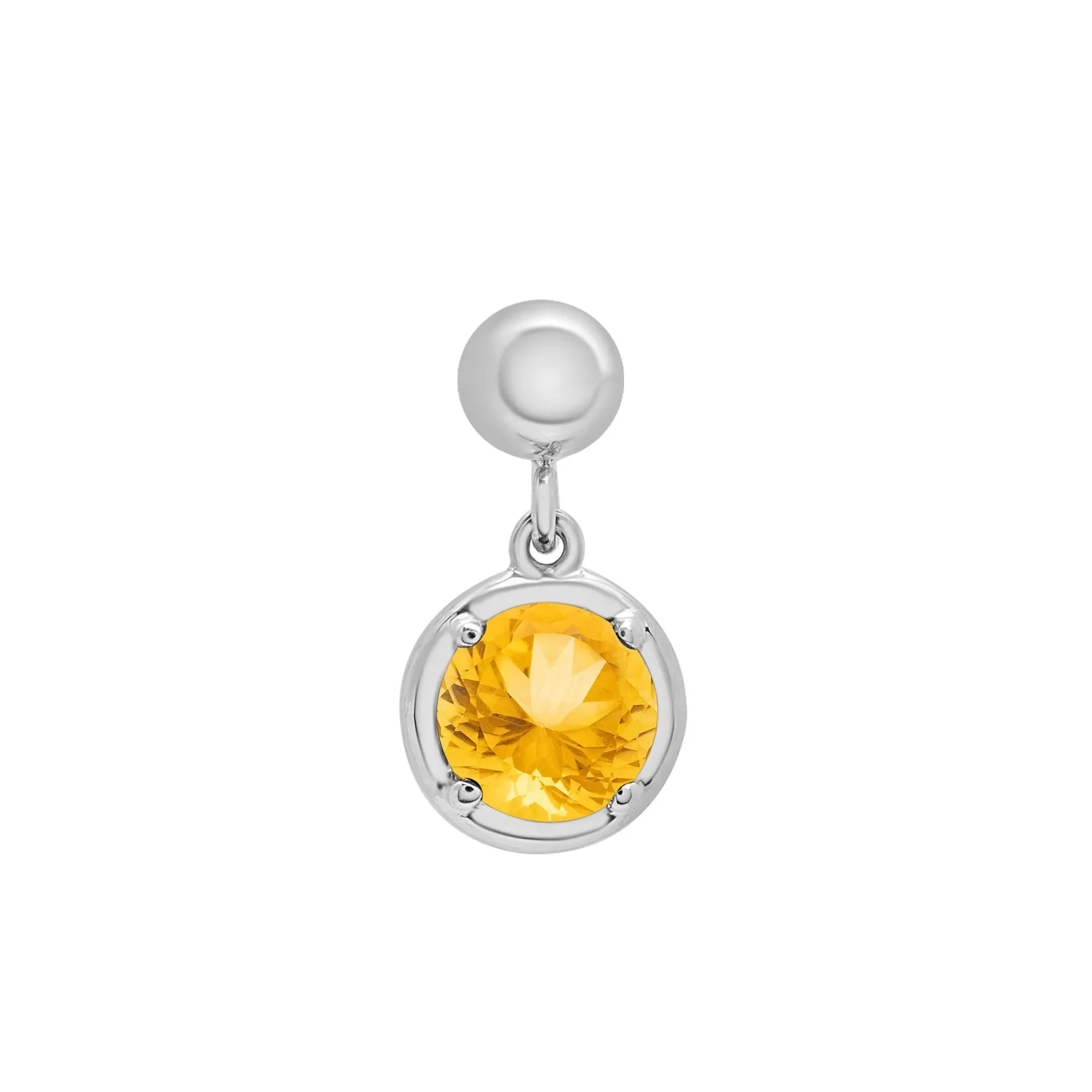 Citrine Birthstone Bead Charm .925 Sterling Silver White Size 13.00mm - Image 5