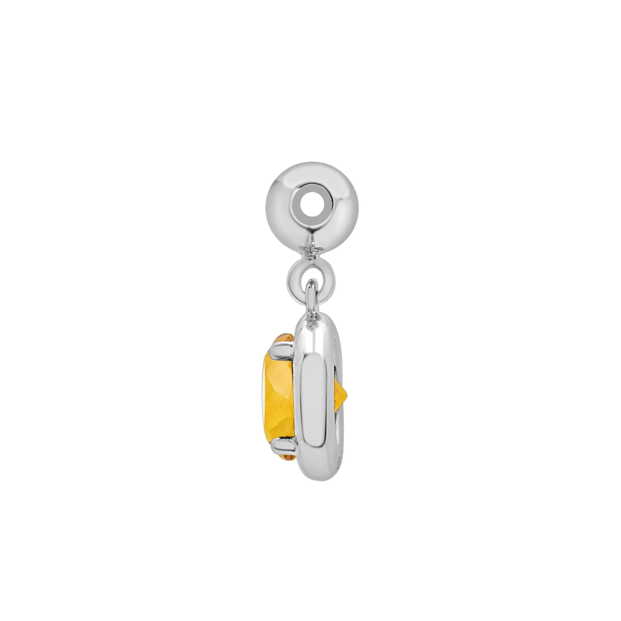 Citrine Birthstone Bead Charm .925 Sterling Silver White Size 13.00mm - Image 6