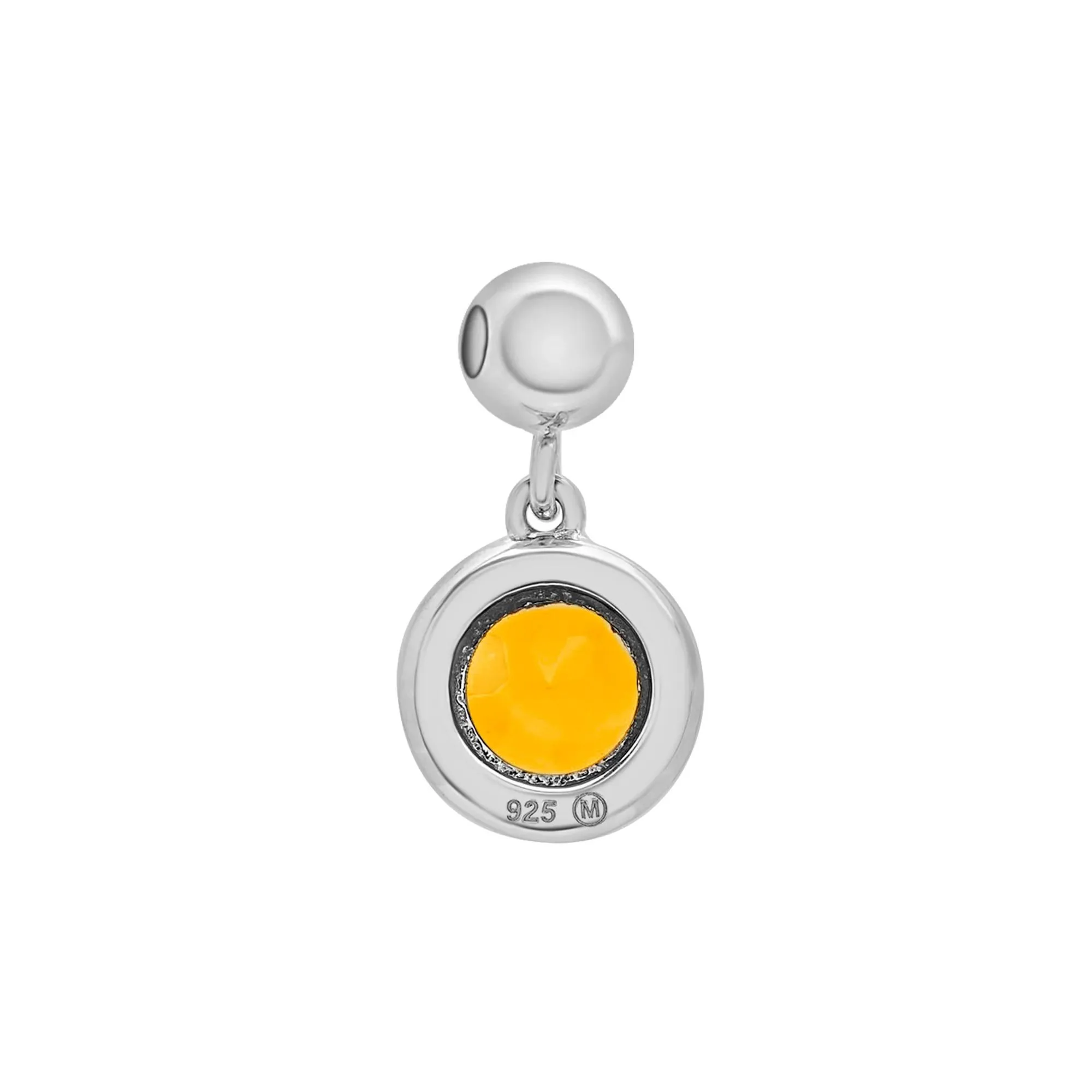 Citrine Birthstone Bead Charm .925 Sterling Silver White Size 13.00mm - Image 7
