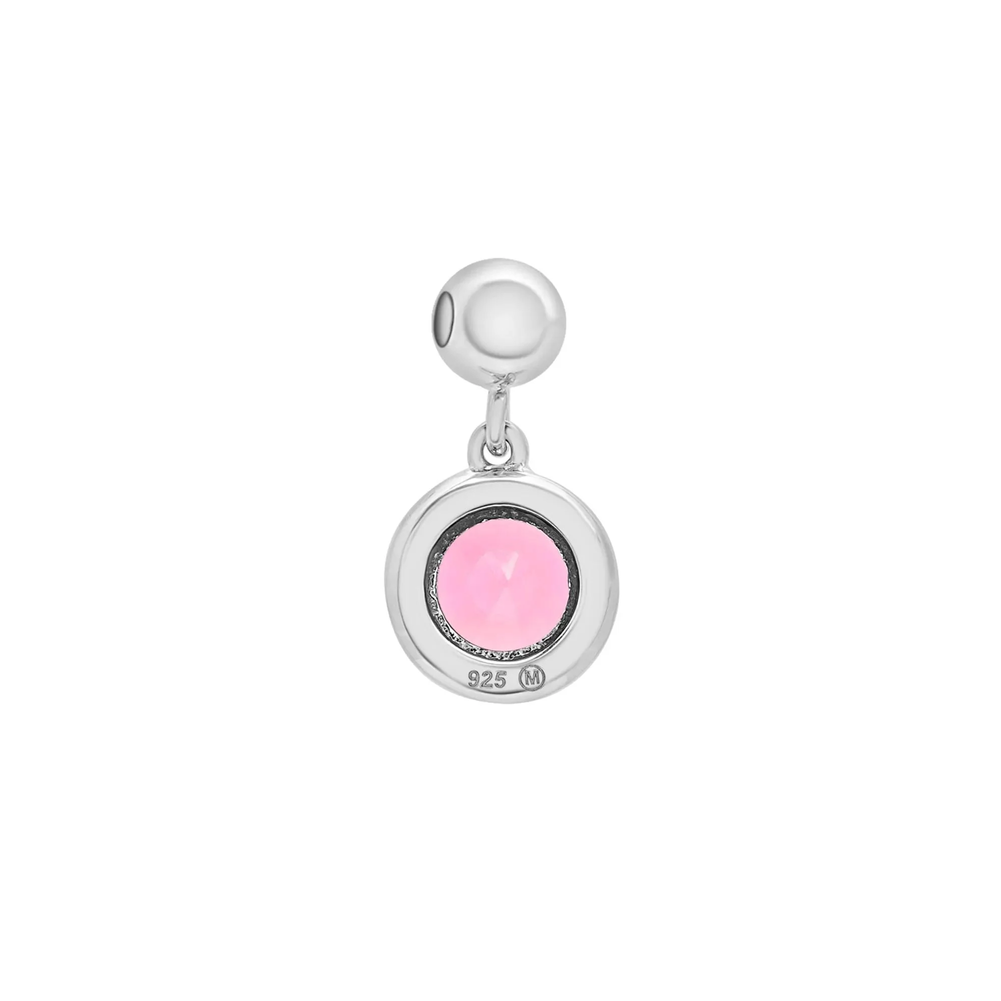 Lab-Created Pink Sapphire Birthstone Bead Charm .925 Sterling Silver White Size 13.00mm - Image 7