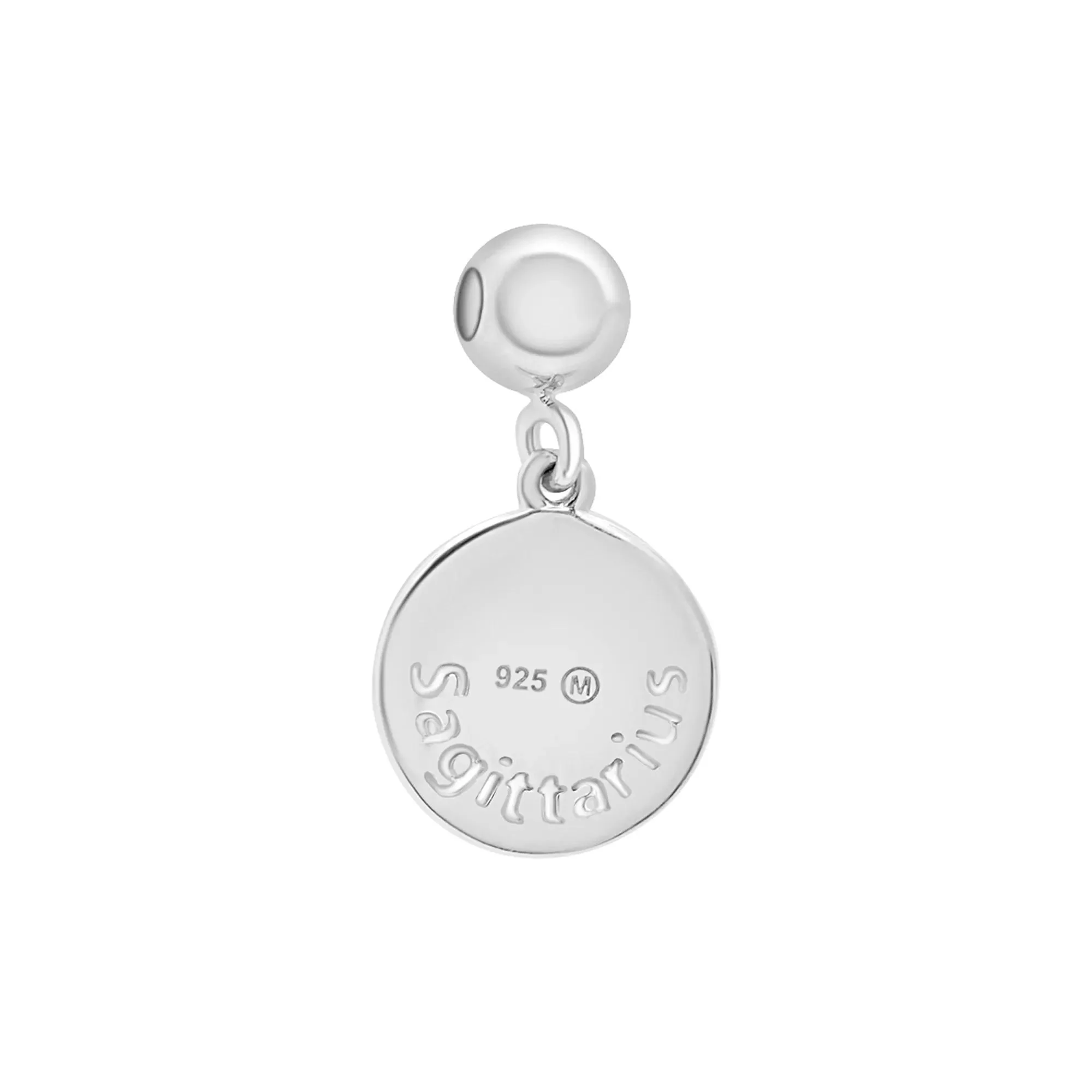 Sagittarius Zodiac Disc Bead Charm .925 Sterling Silver White Size 14.00mm - Image 7