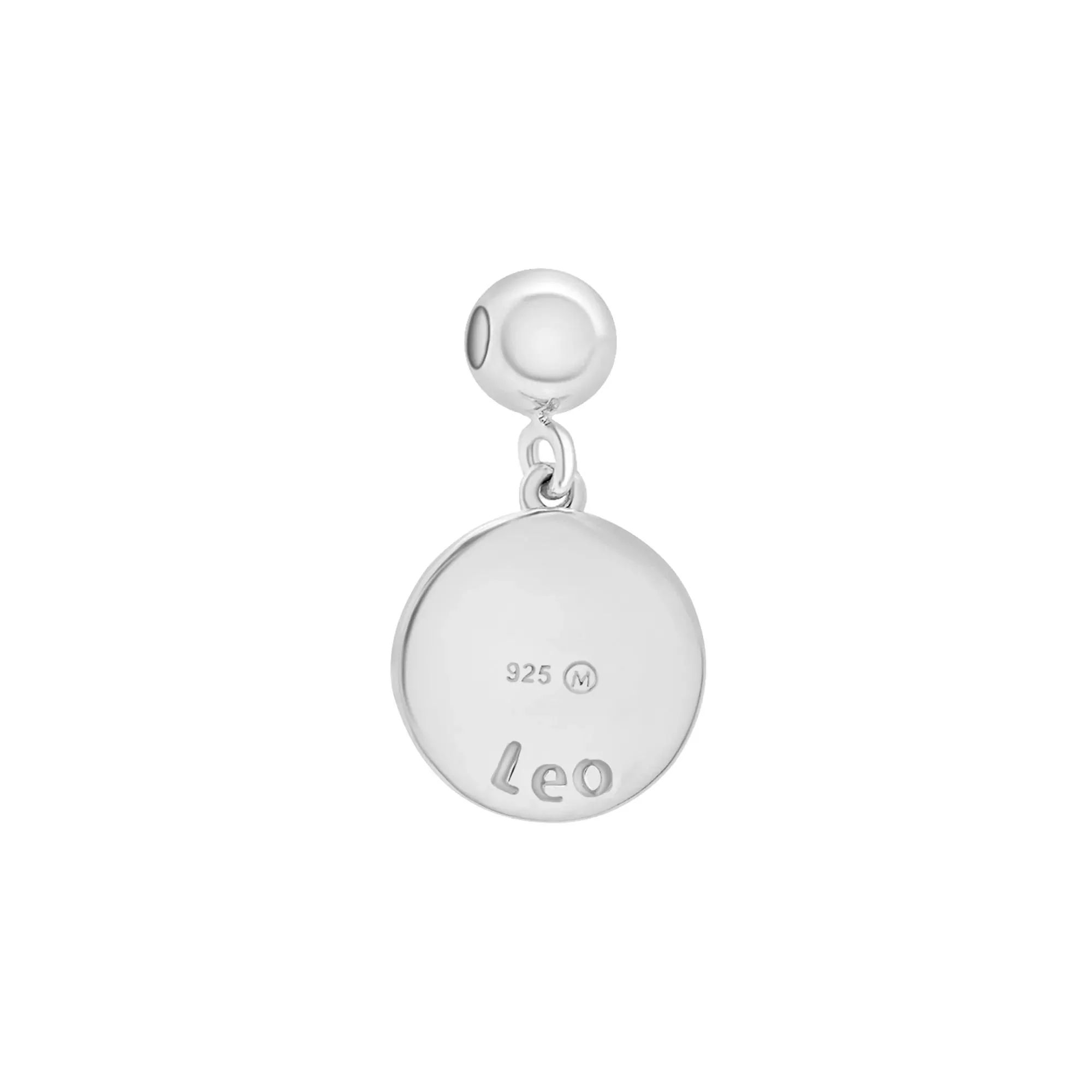Leo Zodiac Disc Bead Charm .925 Sterling Silver White Size 14.00mm - Image 7