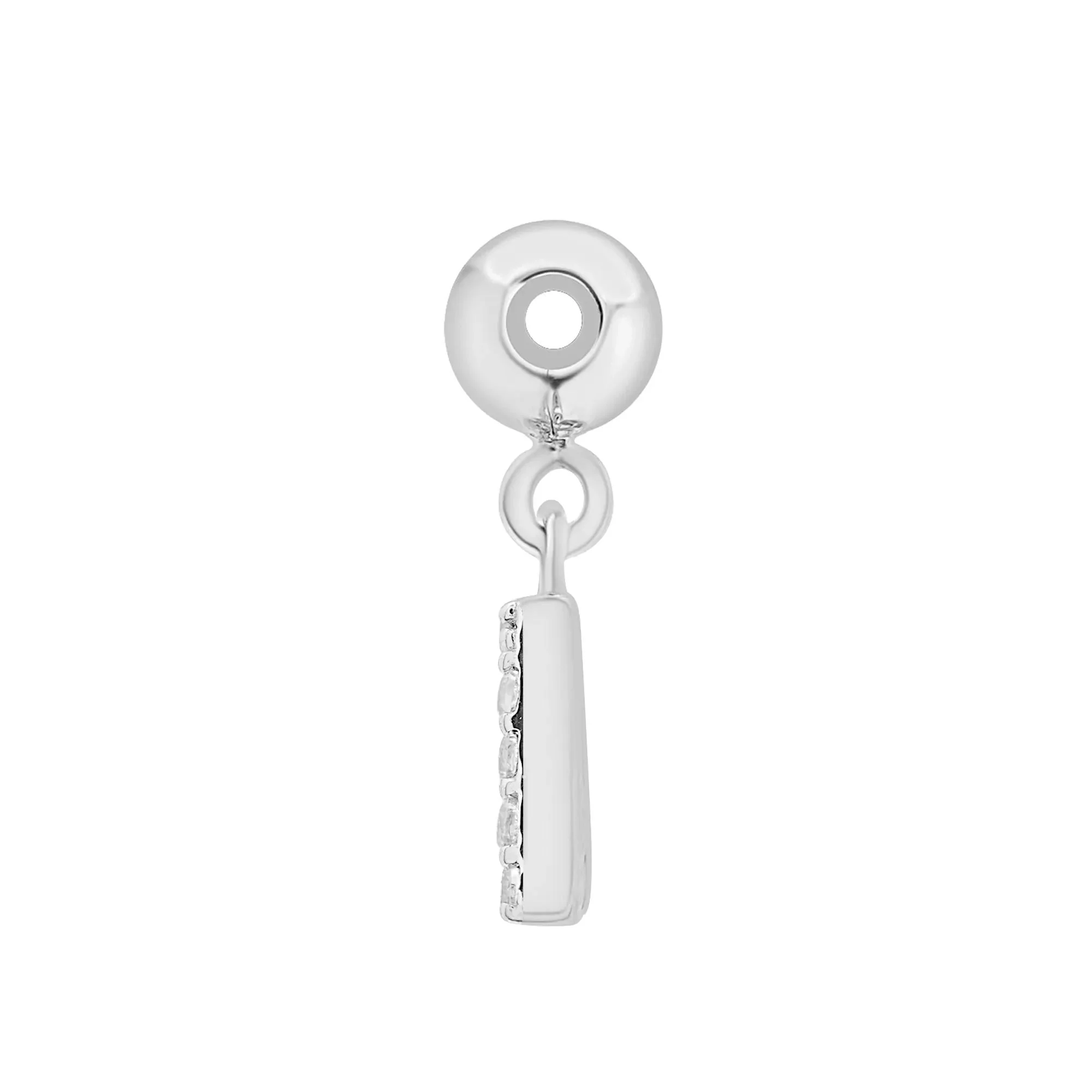 Diamond Accent a Initial Bead Charm .925 Sterling Silver White Size 12.50mm - Image 6