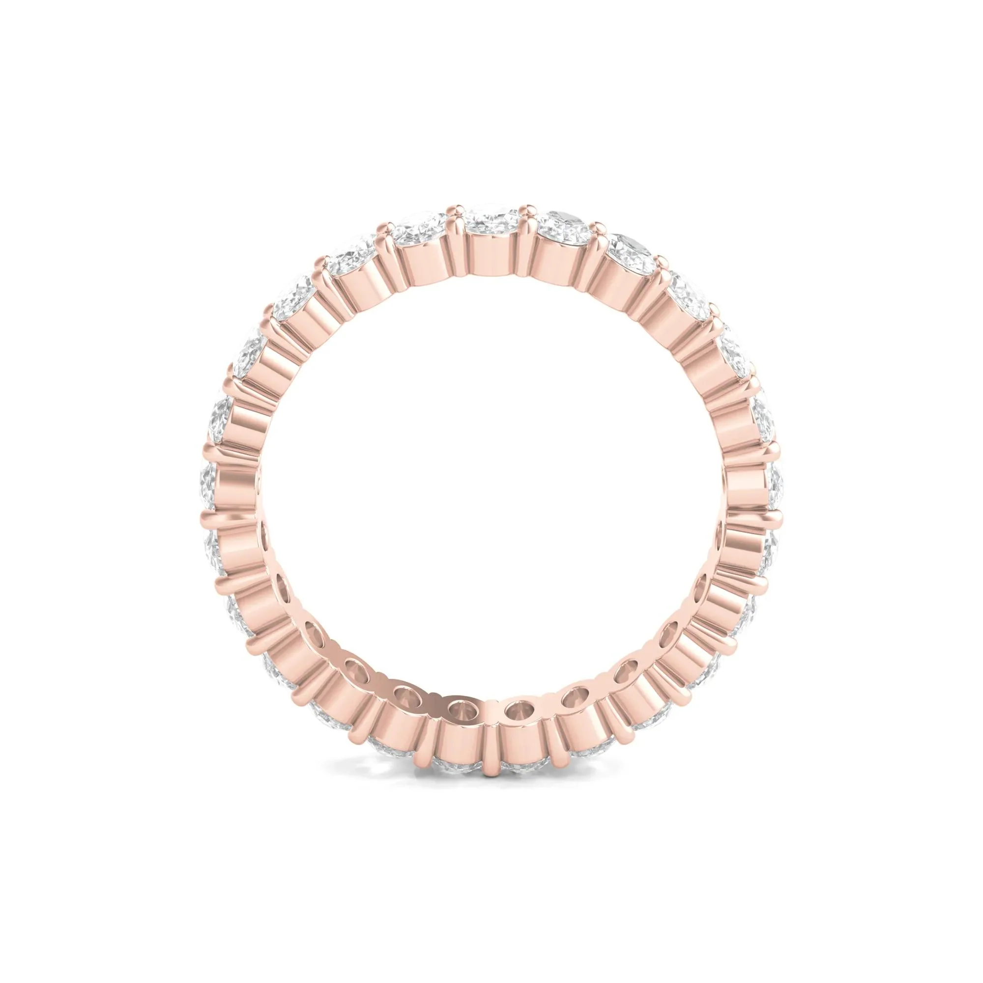2 CT. Tw. Lab Grown Oval Diamond Eternity Band Ring 14K Rose Gold Size 4.5 4mm - Image 2
