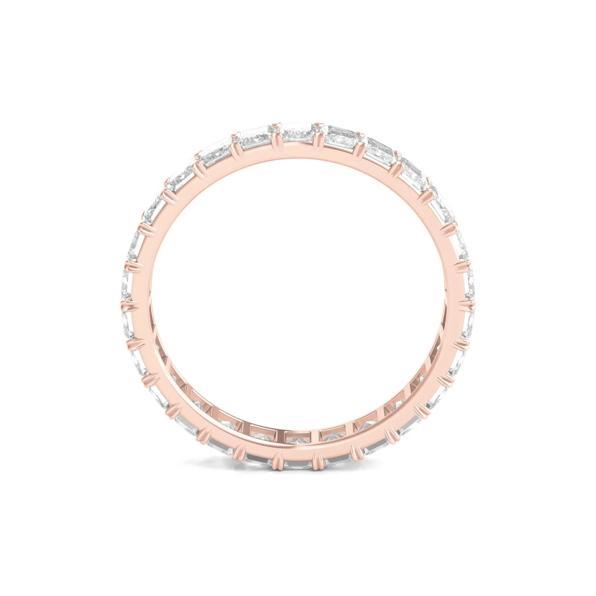 2 CT. Tw. Lab Grown Emerald-Cut Diamond Eternity Band Ring 14K Rose Gold Size 9 2mm - Image 2