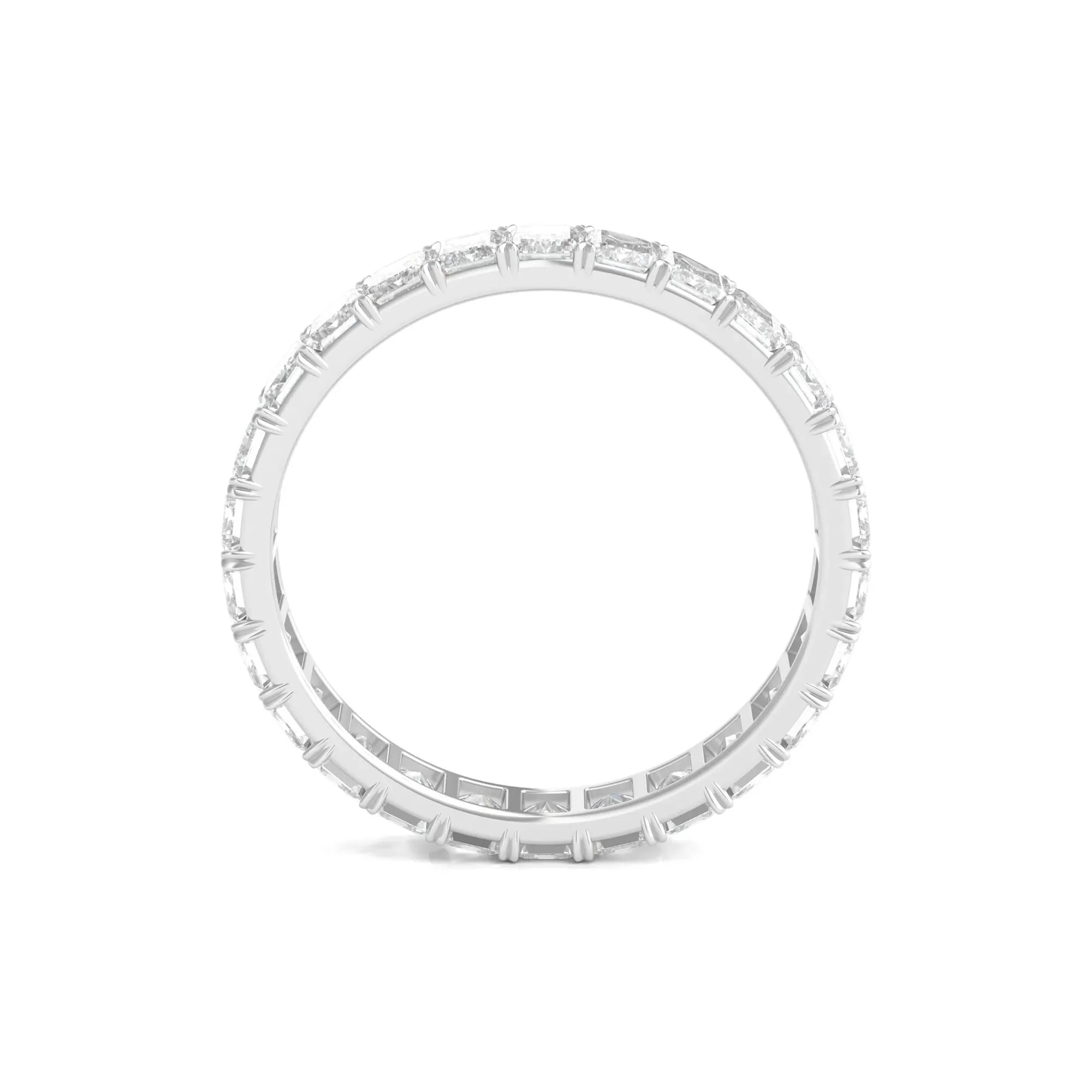2 CT. Tw. Lab Grown Emerald-Cut Diamond Eternity Band Ring 14K White Gold Size 6.5 3mm - Image 2