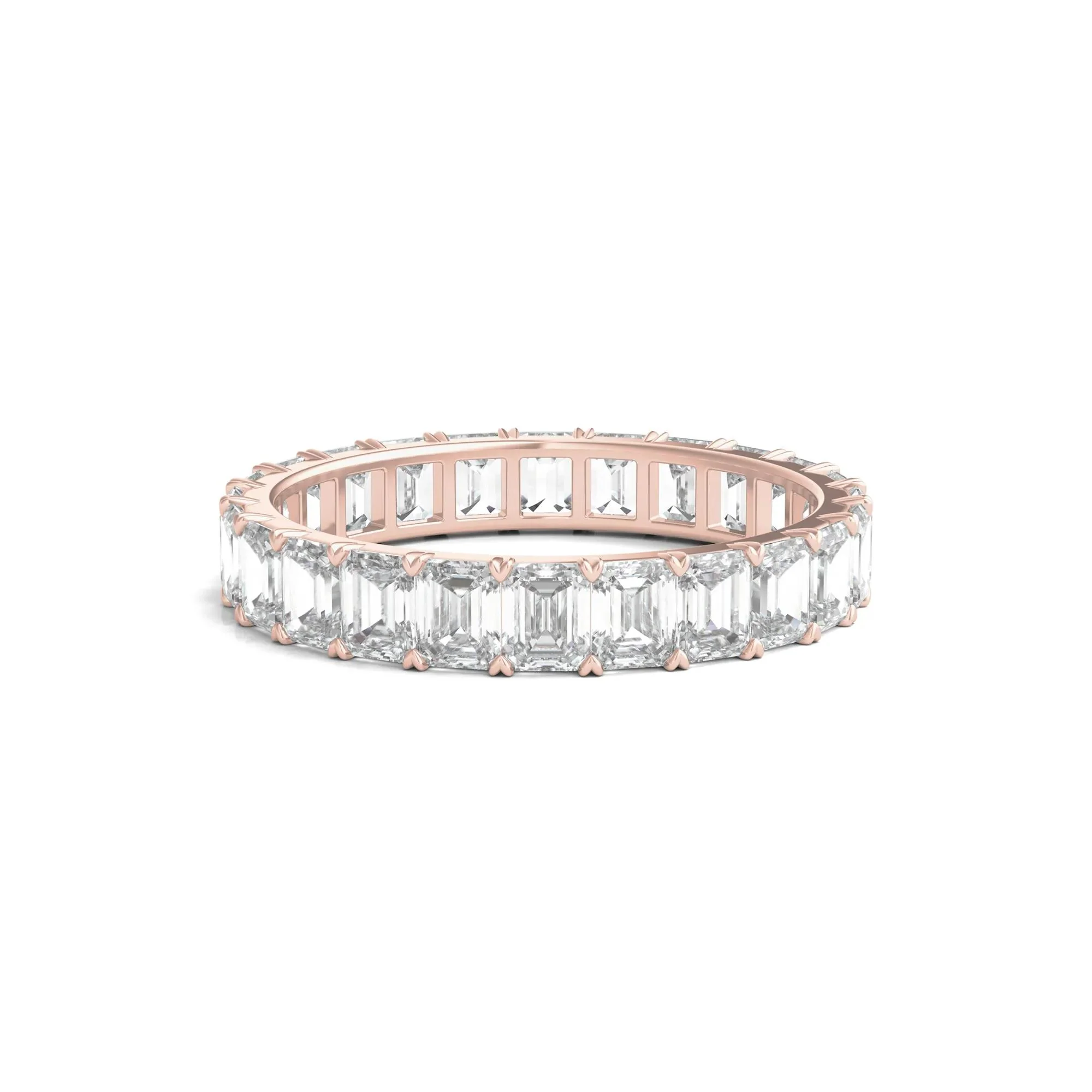 3 CT. Tw. Lab Grown Emerald-Cut Diamond Eternity Band Ring 14K Rose Gold Size 6.5 3mm
