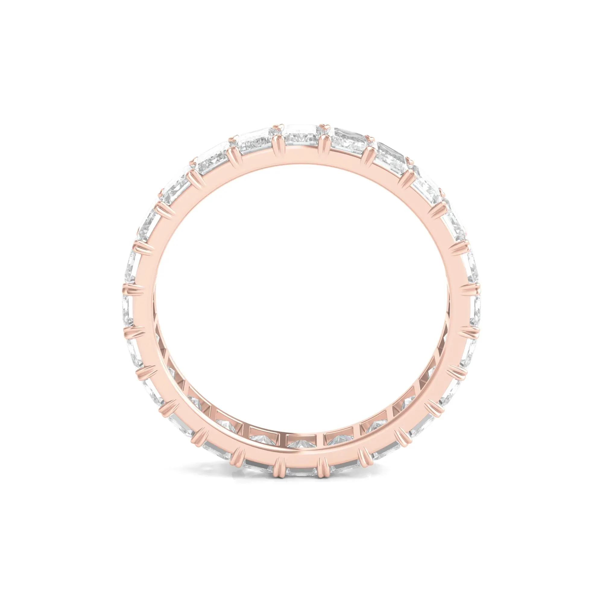 3 CT. Tw. Lab Grown Emerald-Cut Diamond Eternity Band Ring 14K Rose Gold Size 7.5 3mm - Image 2