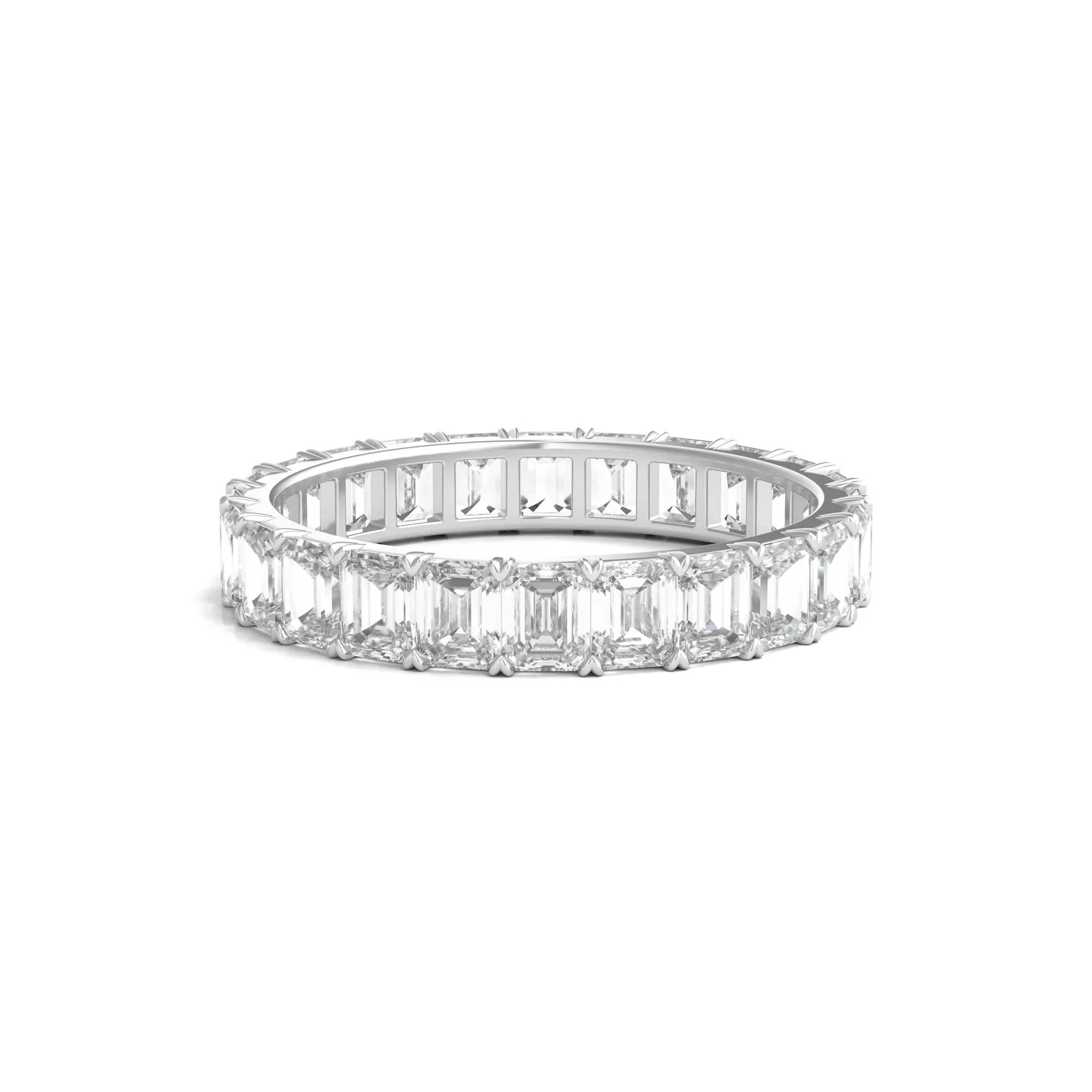 3 CT. Tw. Lab Grown Emerald-Cut Diamond Eternity Band Ring 14K White Gold Size 5.5 3mm