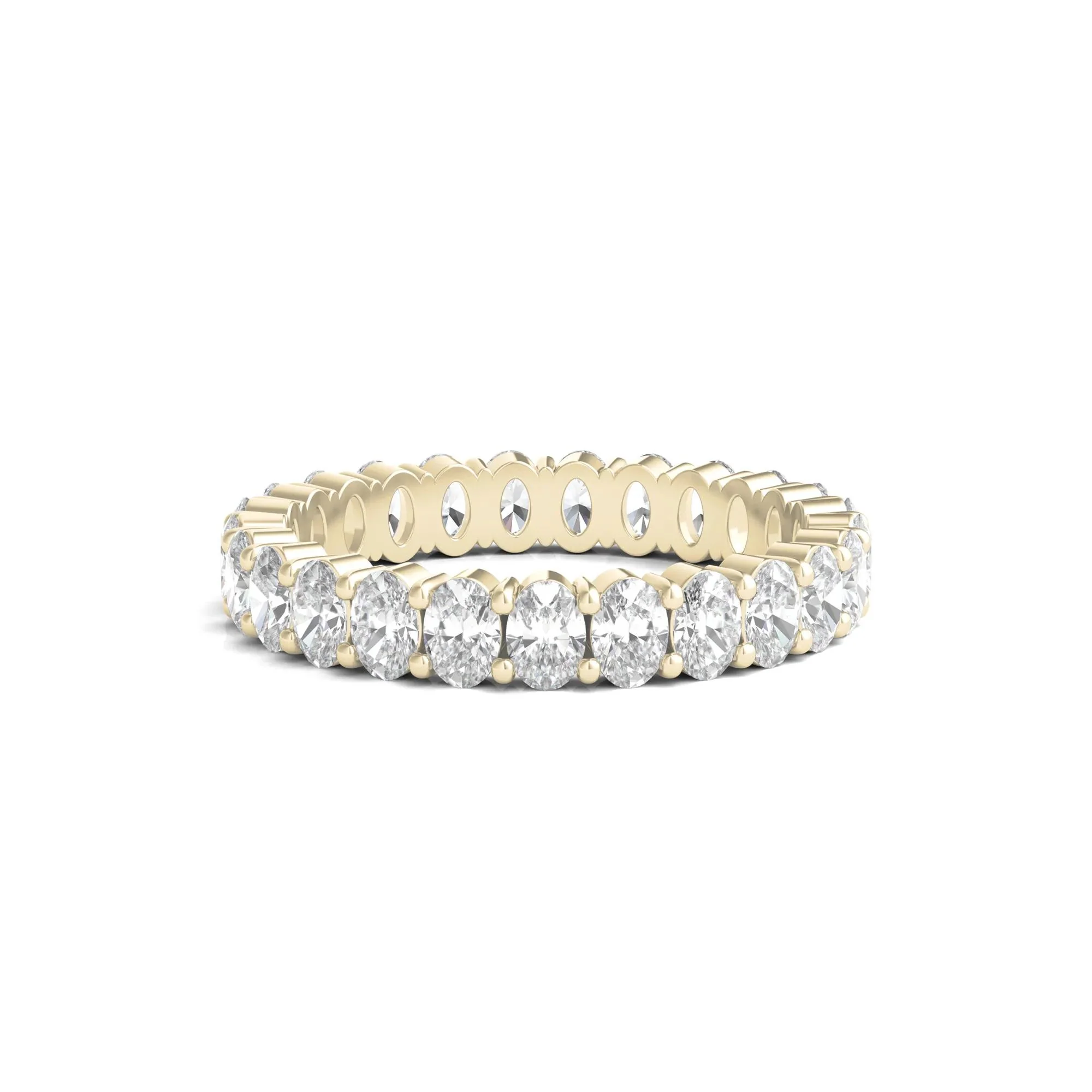 2 CT. Tw. Lab Grown Oval Diamond Eternity Band Ring 14K Yellow Gold Size 8.5 4mm